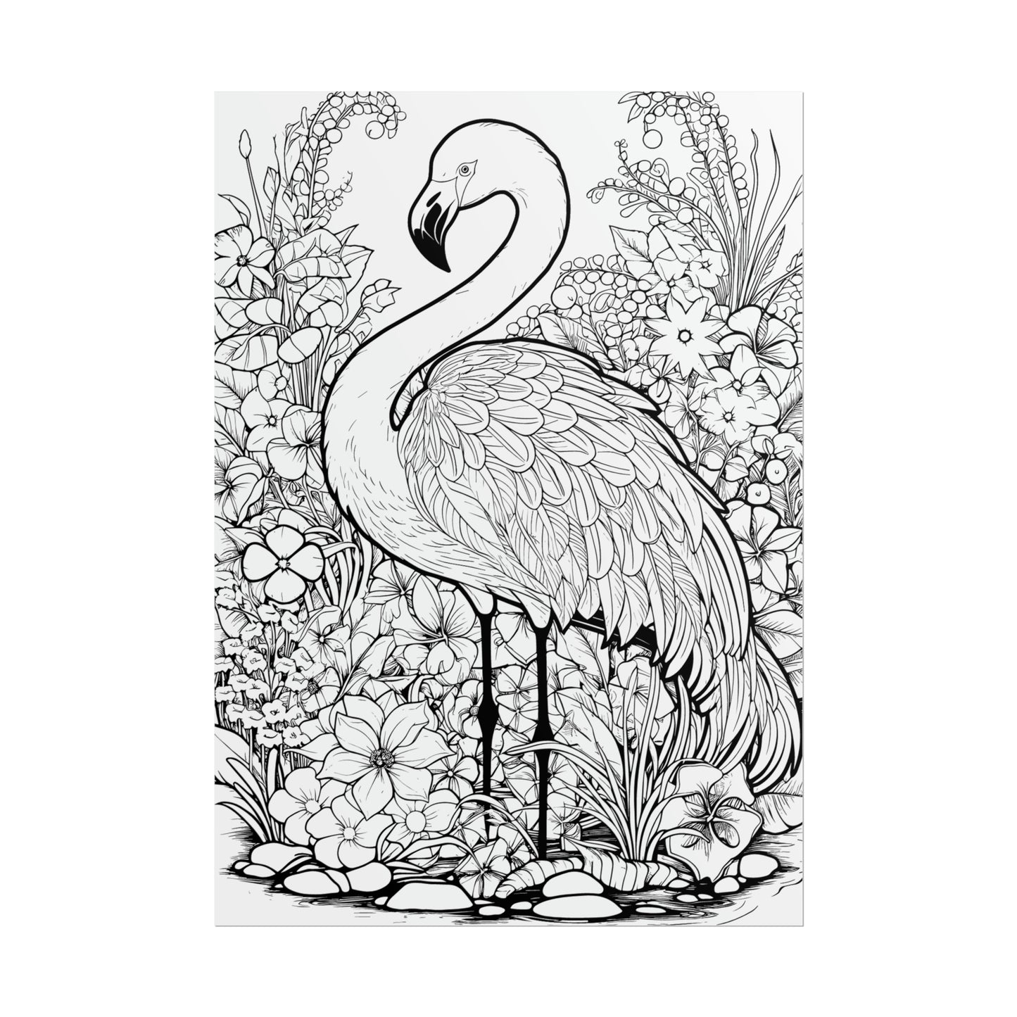 Flamingo Exotic Bird Coloring Art Posters