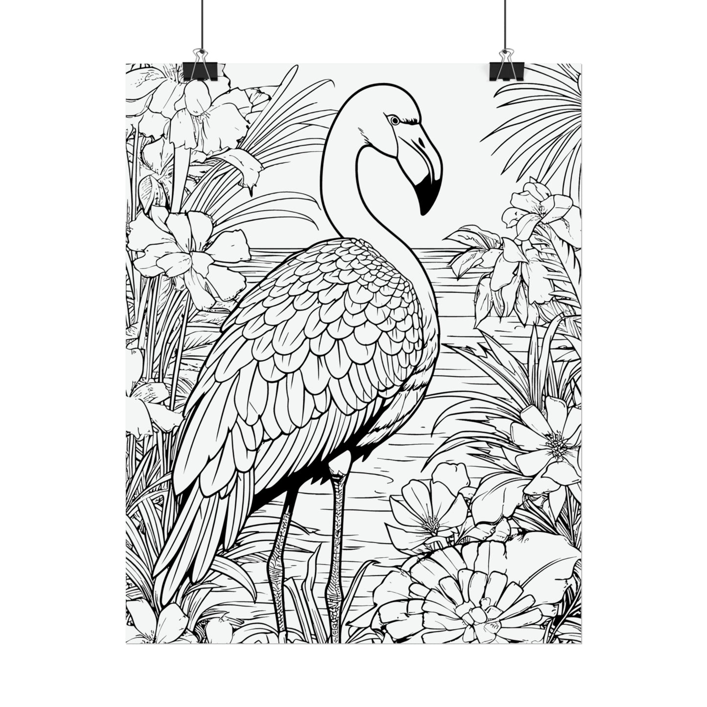 Flamingo Exotic Bird Coloring Art Posters