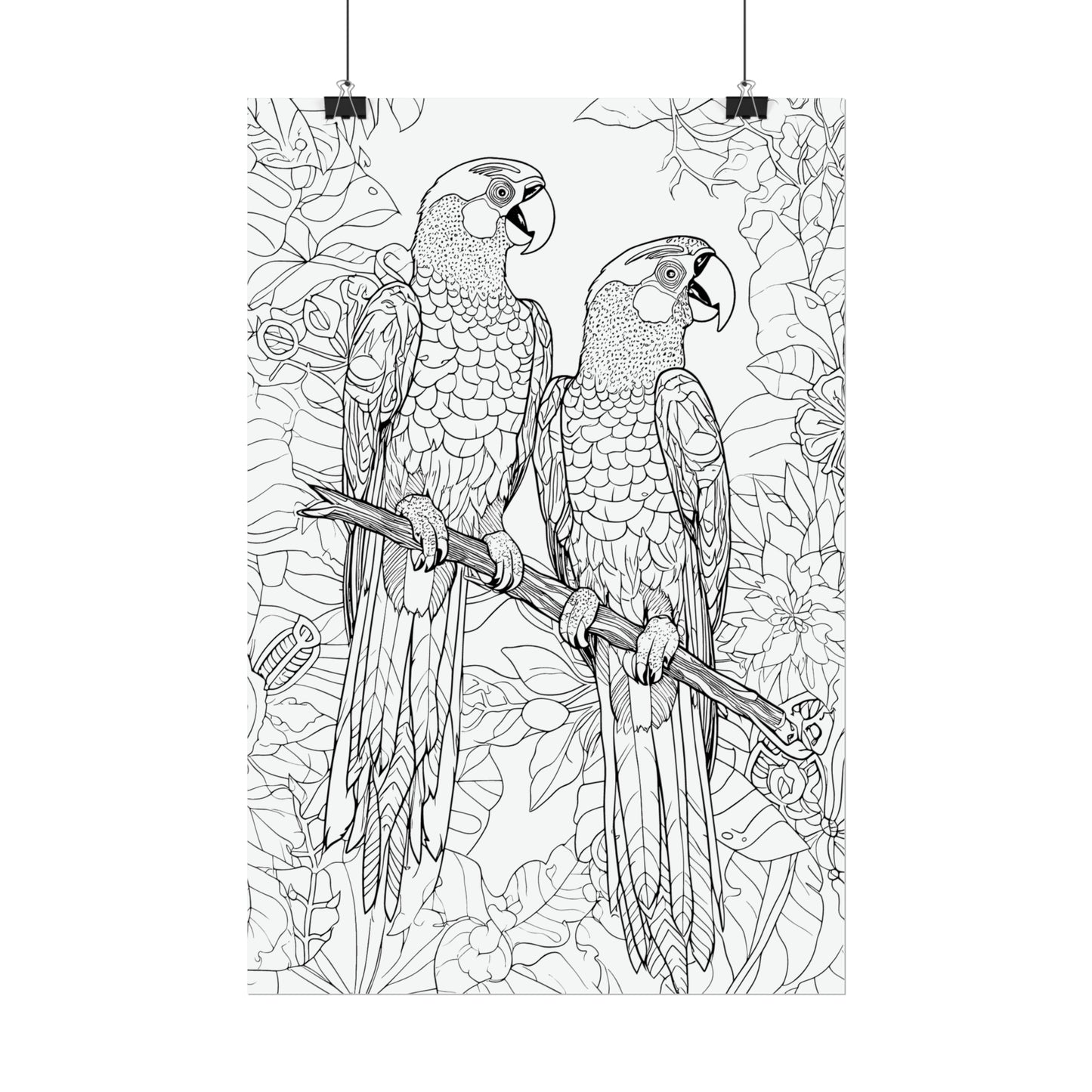 Macaw Parrots Exotic Bird Coloring Art Posters