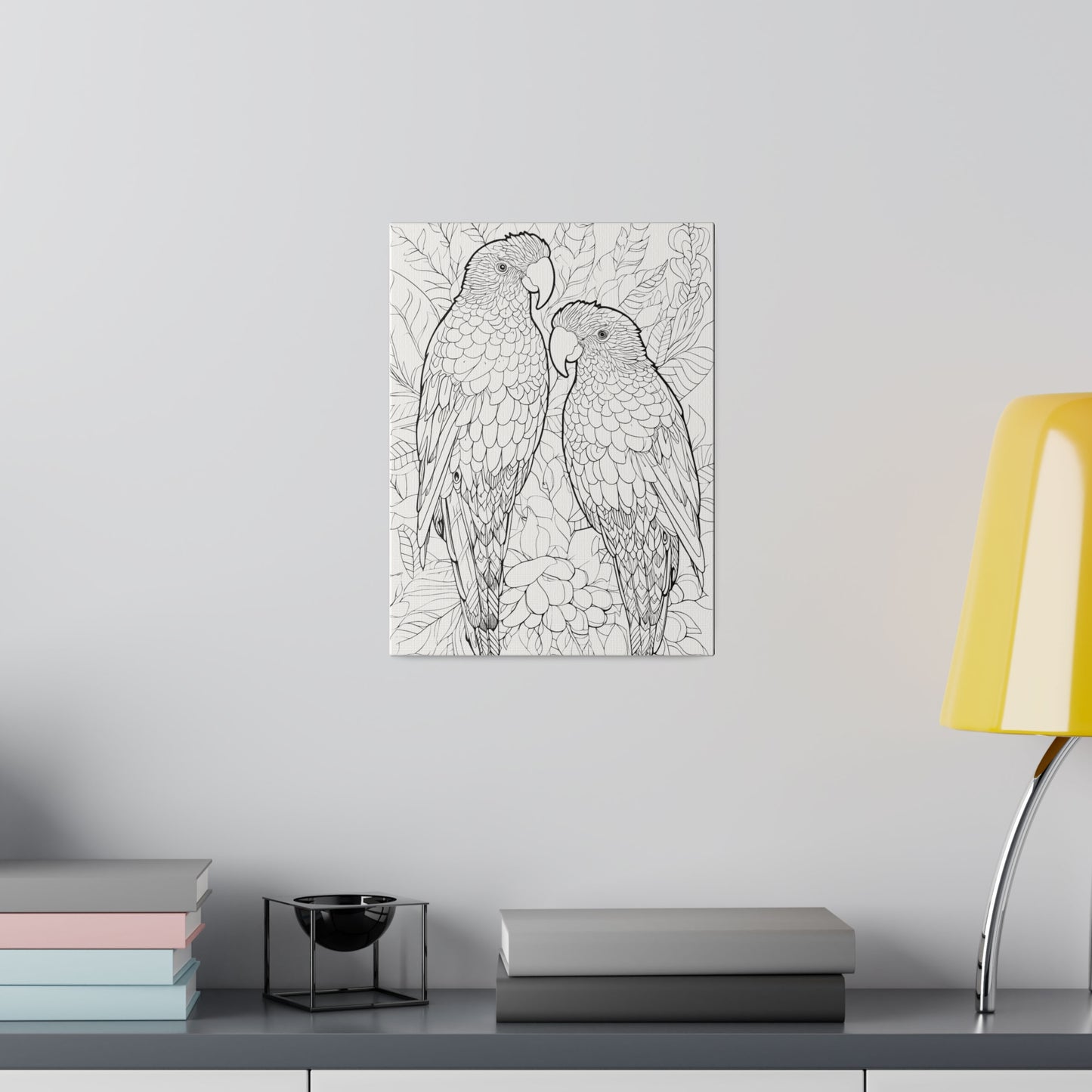 Amazon Parrots Coloring Canvas, Stretched, 0.75"