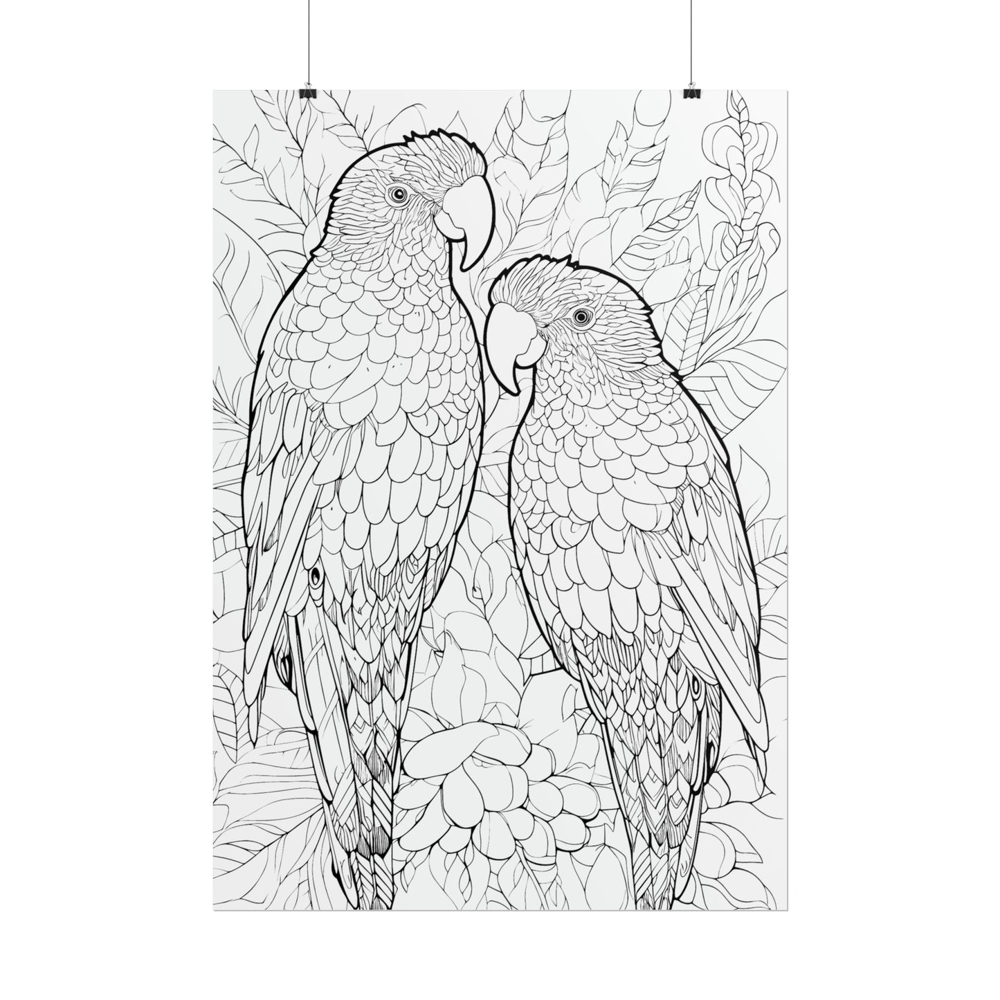 Amazon Parrots Exotic Bird Coloring Art Posters