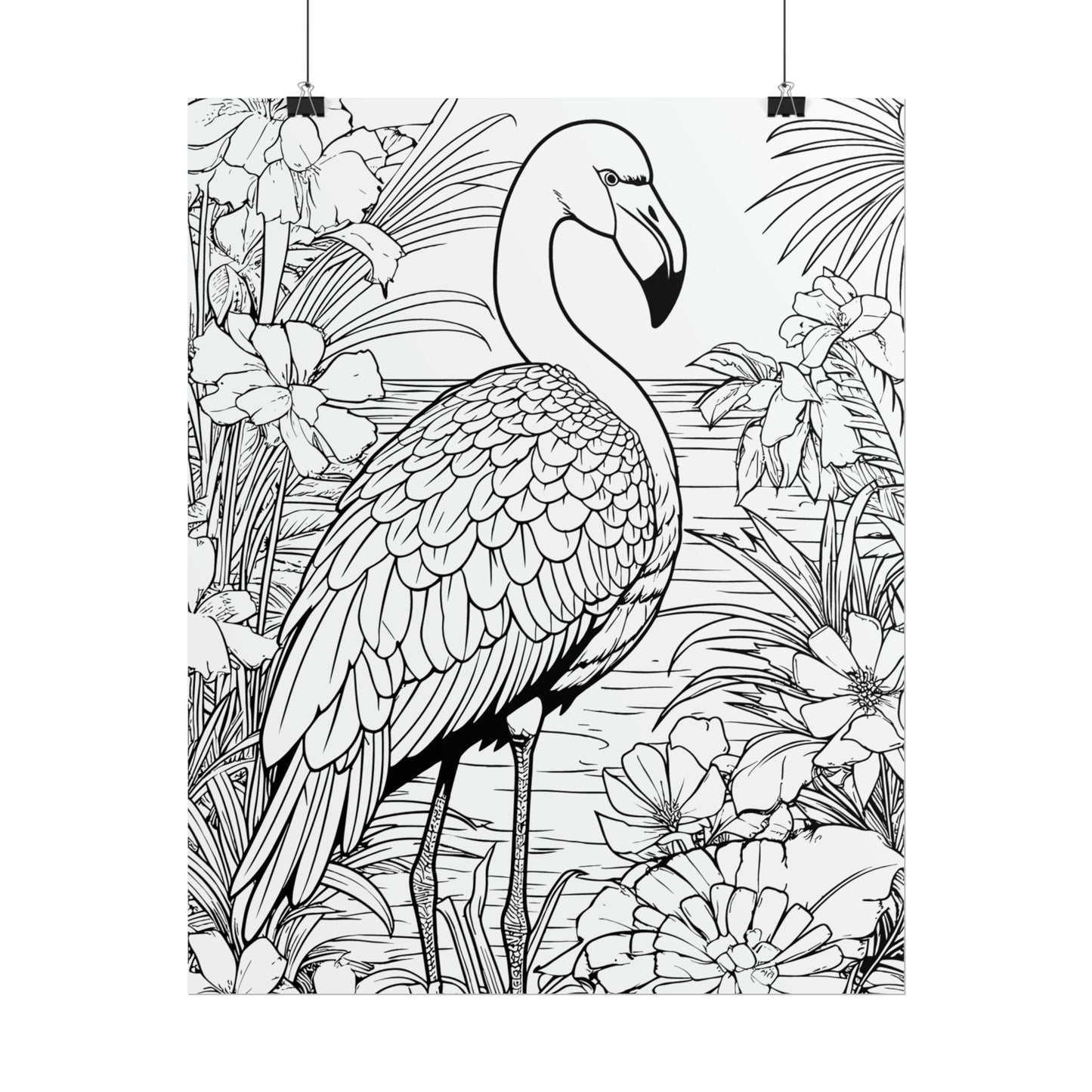 Flamingo Exotic Bird Coloring Art Posters