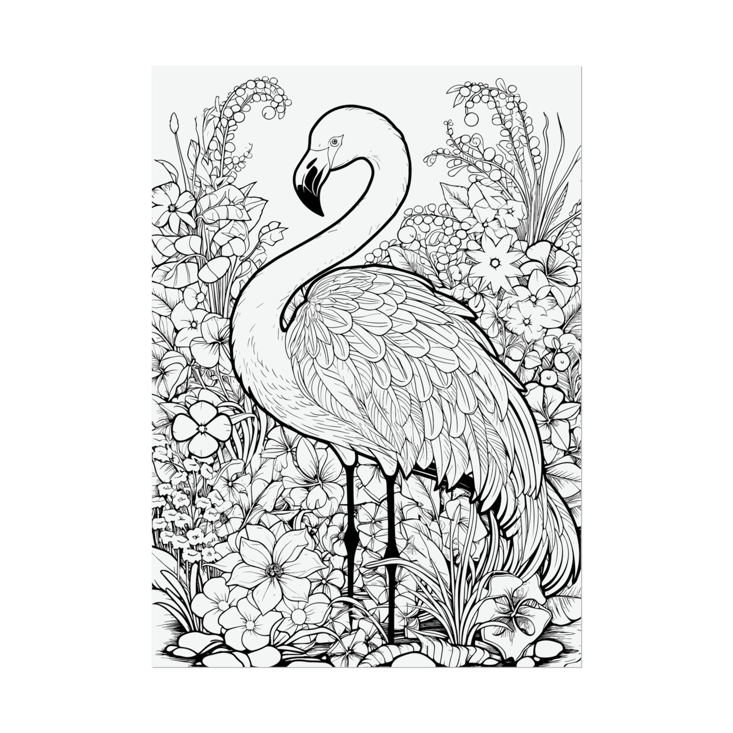 Flamingo Exotic Bird Coloring Art Posters