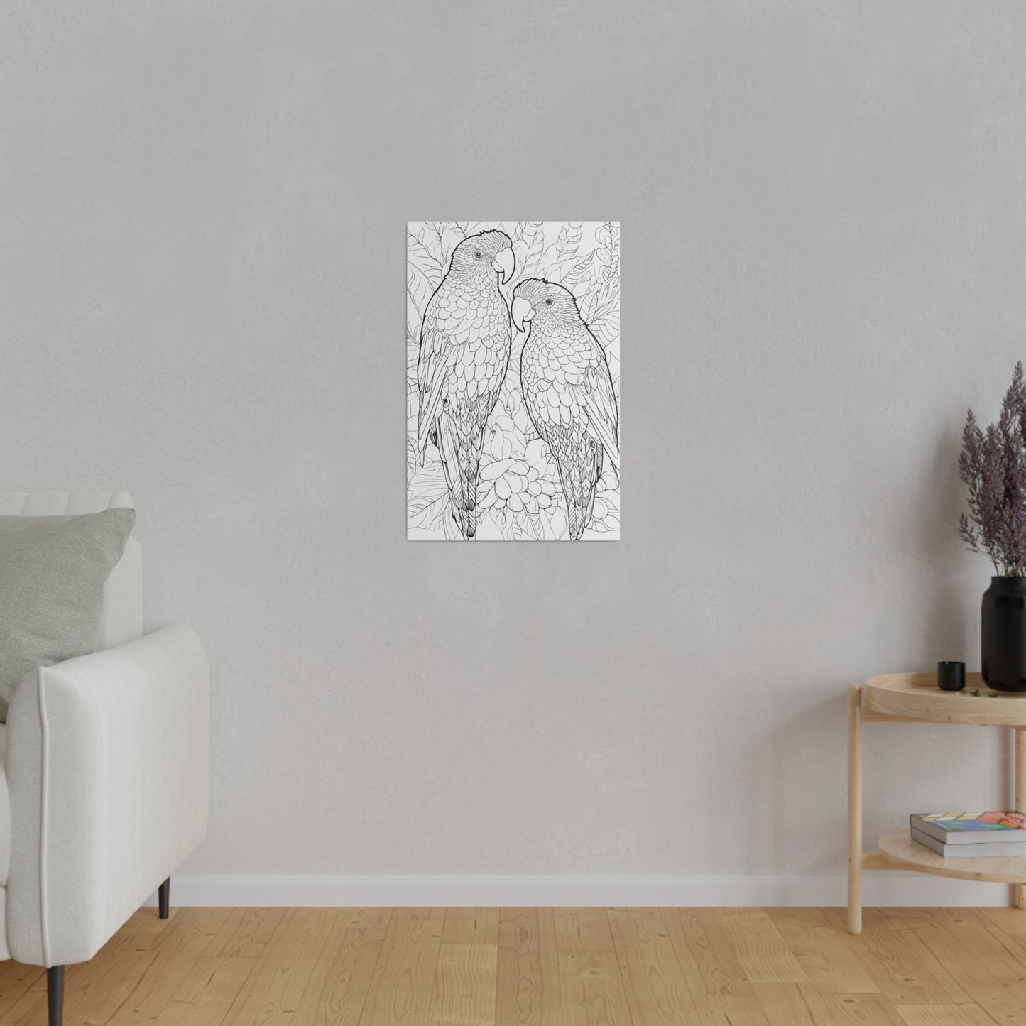 Amazon Parrots Coloring Canvas, Stretched, 0.75"