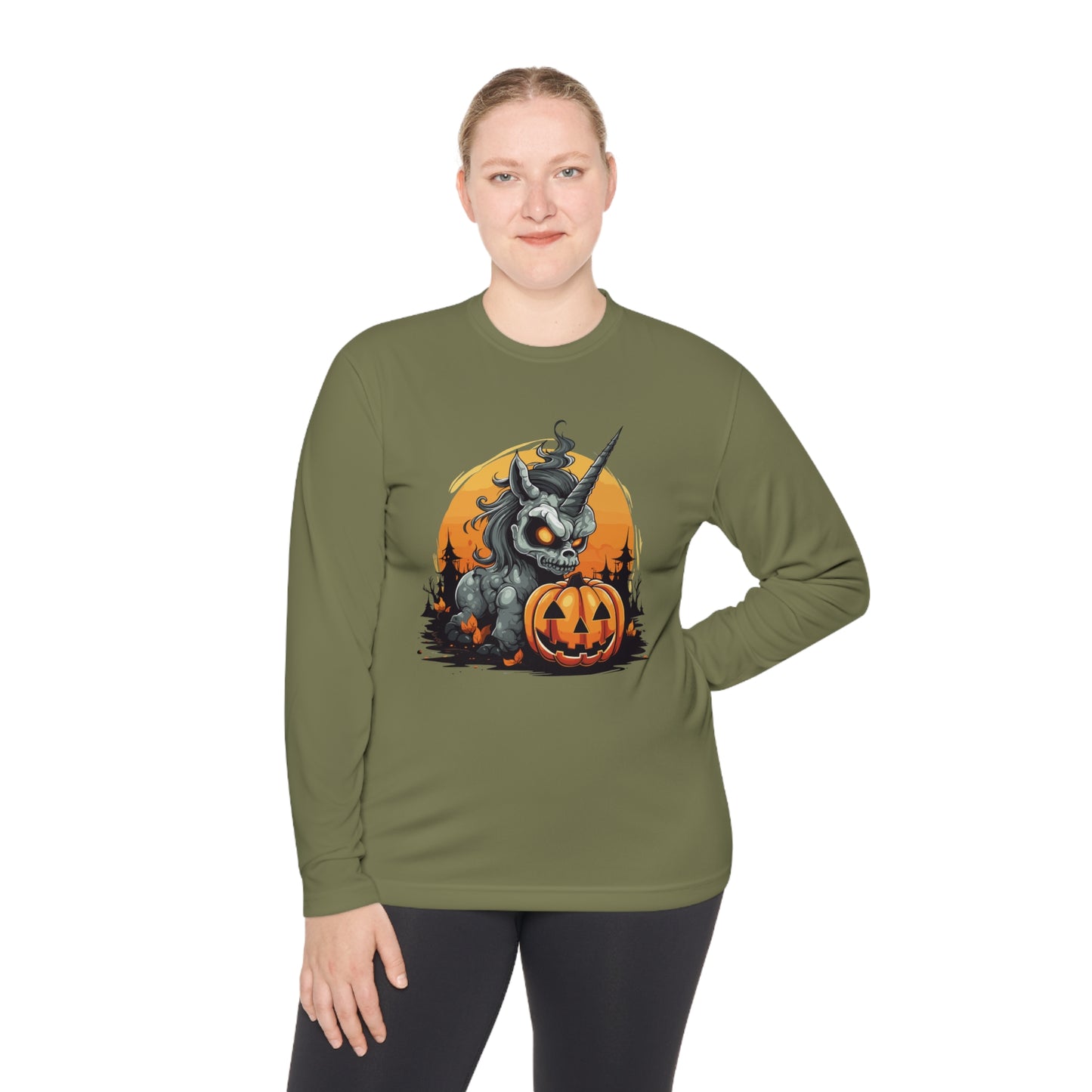 Halloween Scary Unicorn Unisex Lightweight Long Sleeve Tee