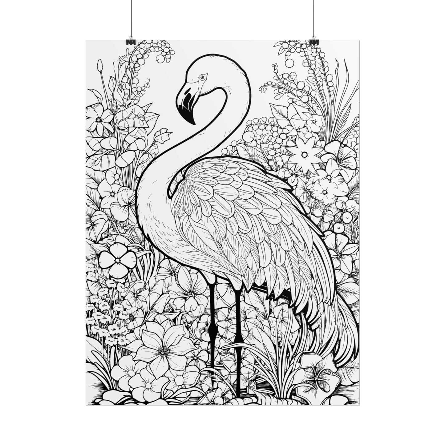 Flamingo Exotic Bird Coloring Art Posters