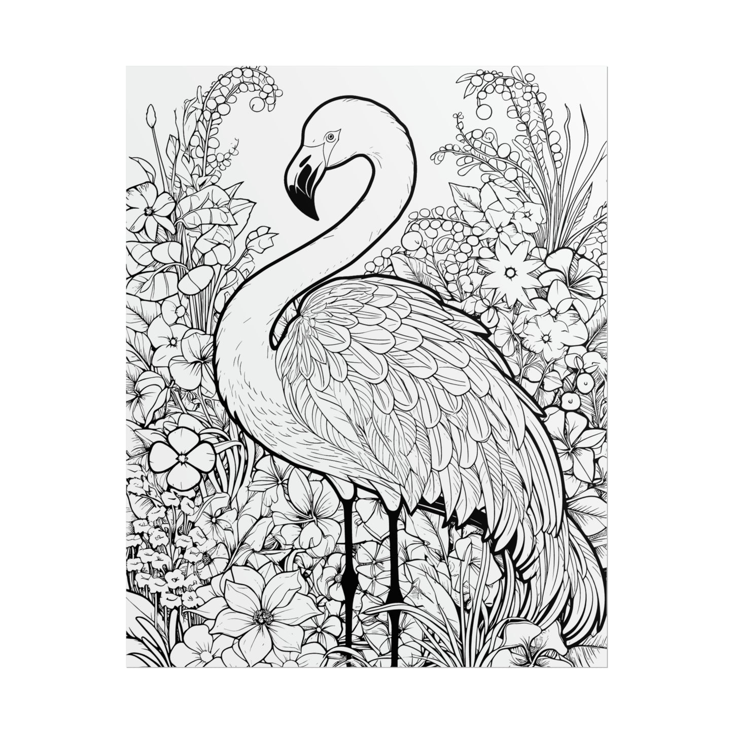 Flamingo Exotic Bird Coloring Art Posters