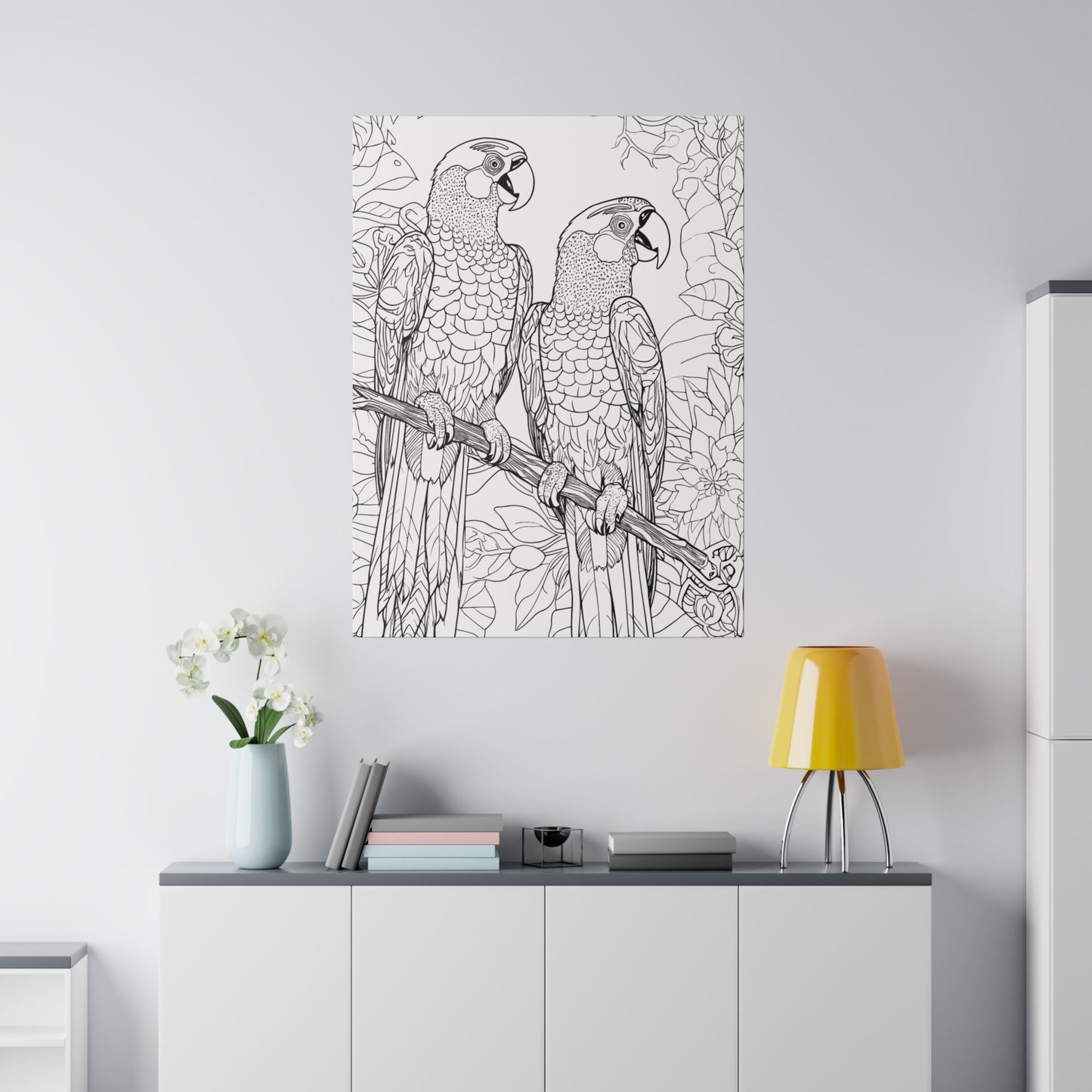 Macaw Parrots Coloring Canvas, Stretched, 0.75"