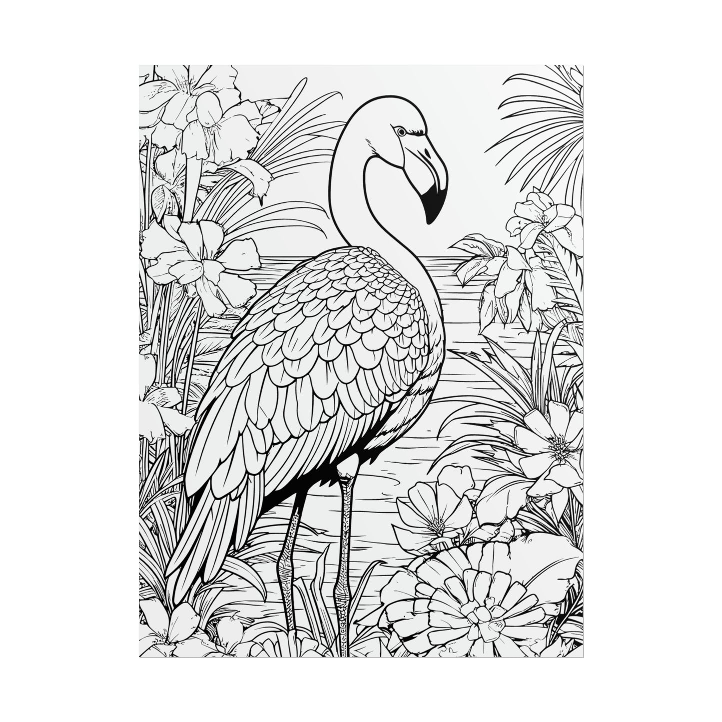 Flamingo Exotic Bird Coloring Art Posters