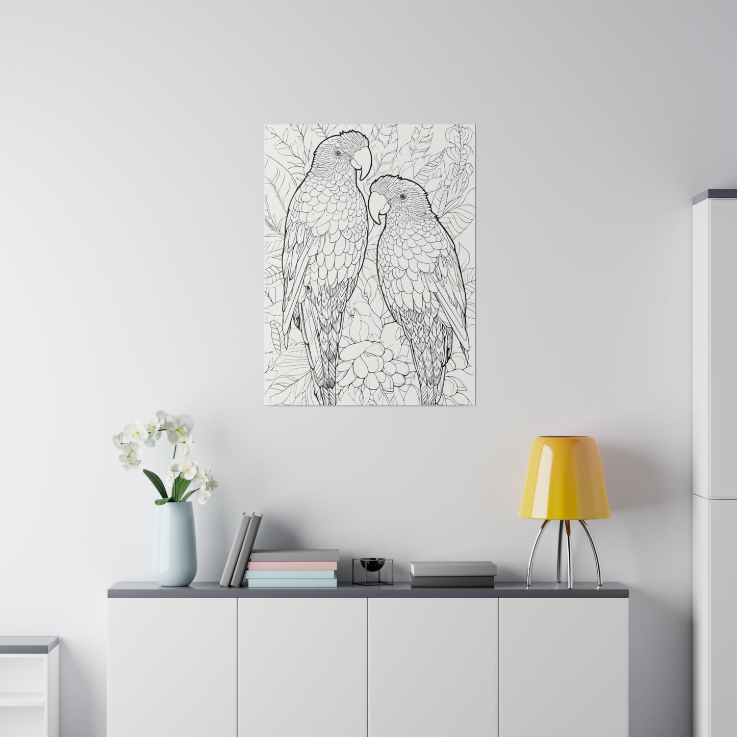 Amazon Parrots Coloring Canvas, Stretched, 0.75"