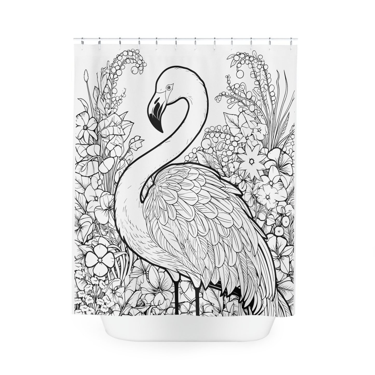 Flamingo Pen & Ink Art Shower Curtain