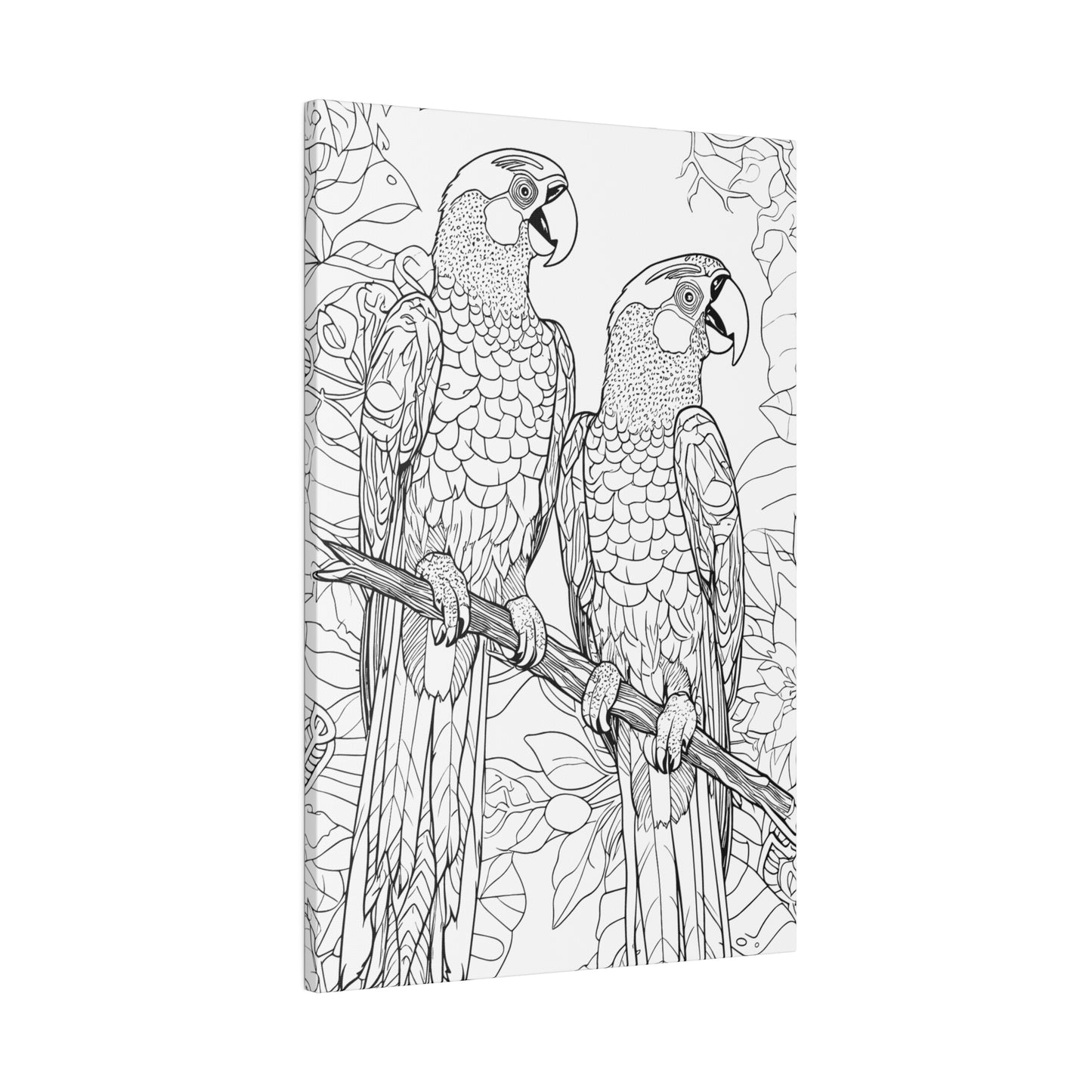 Macaw Parrots Coloring Canvas, Stretched, 0.75"