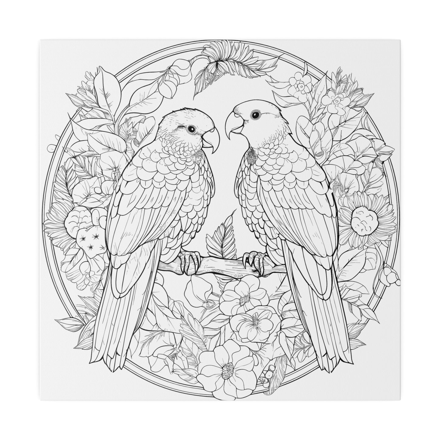 Lovebirds Coloring Canvas, Stretched, 0.75"