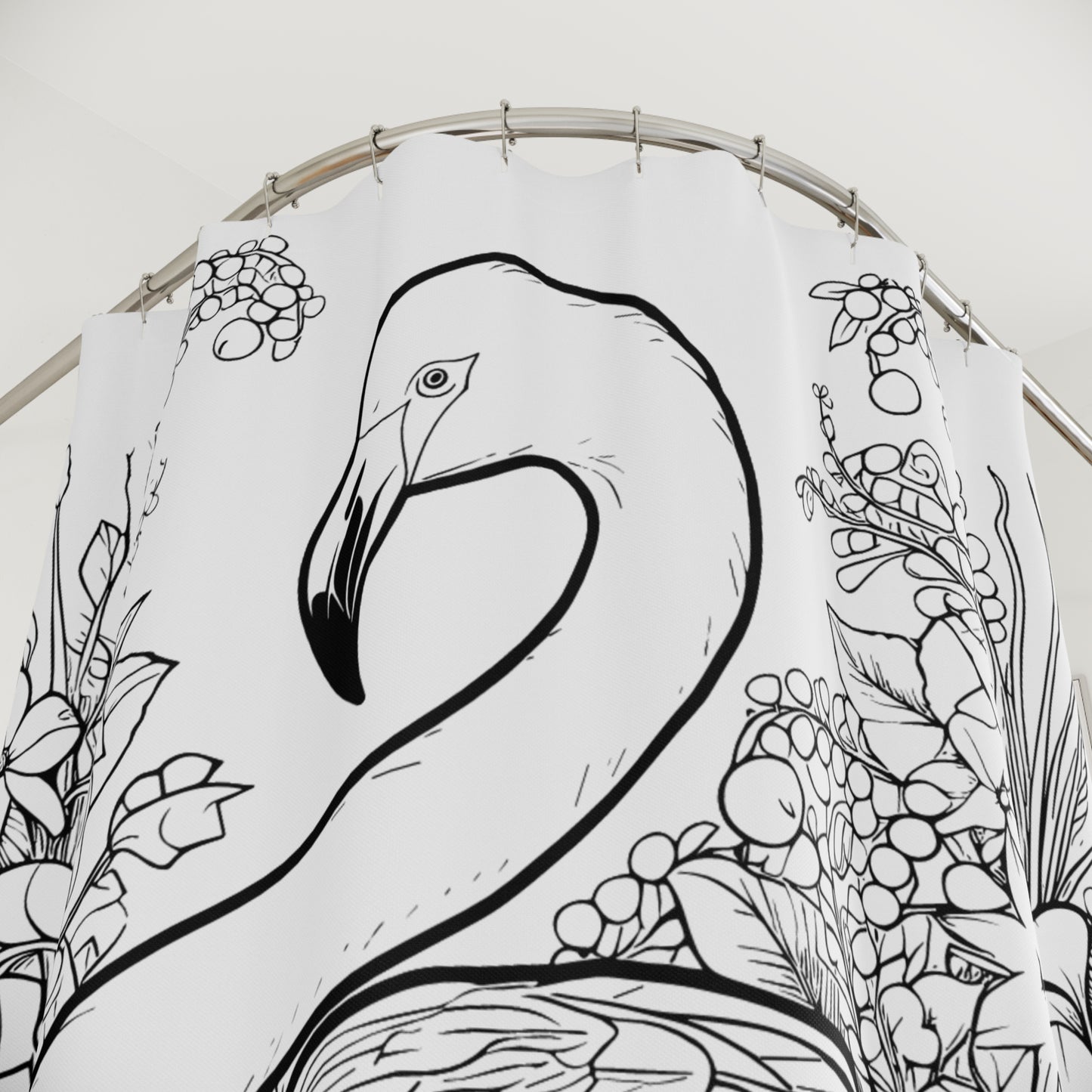 Flamingo Pen & Ink Art Shower Curtain