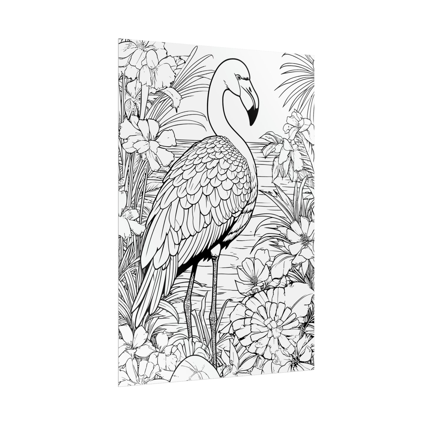 Flamingo Exotic Bird Coloring Art Posters