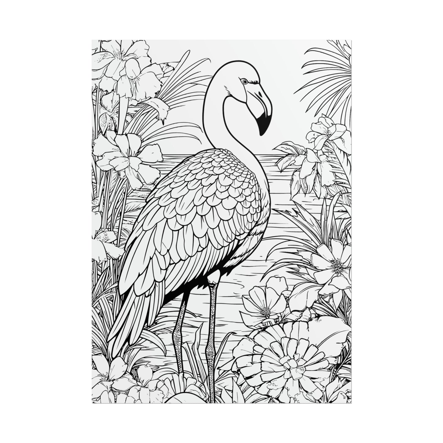 Flamingo Exotic Bird Coloring Art Posters