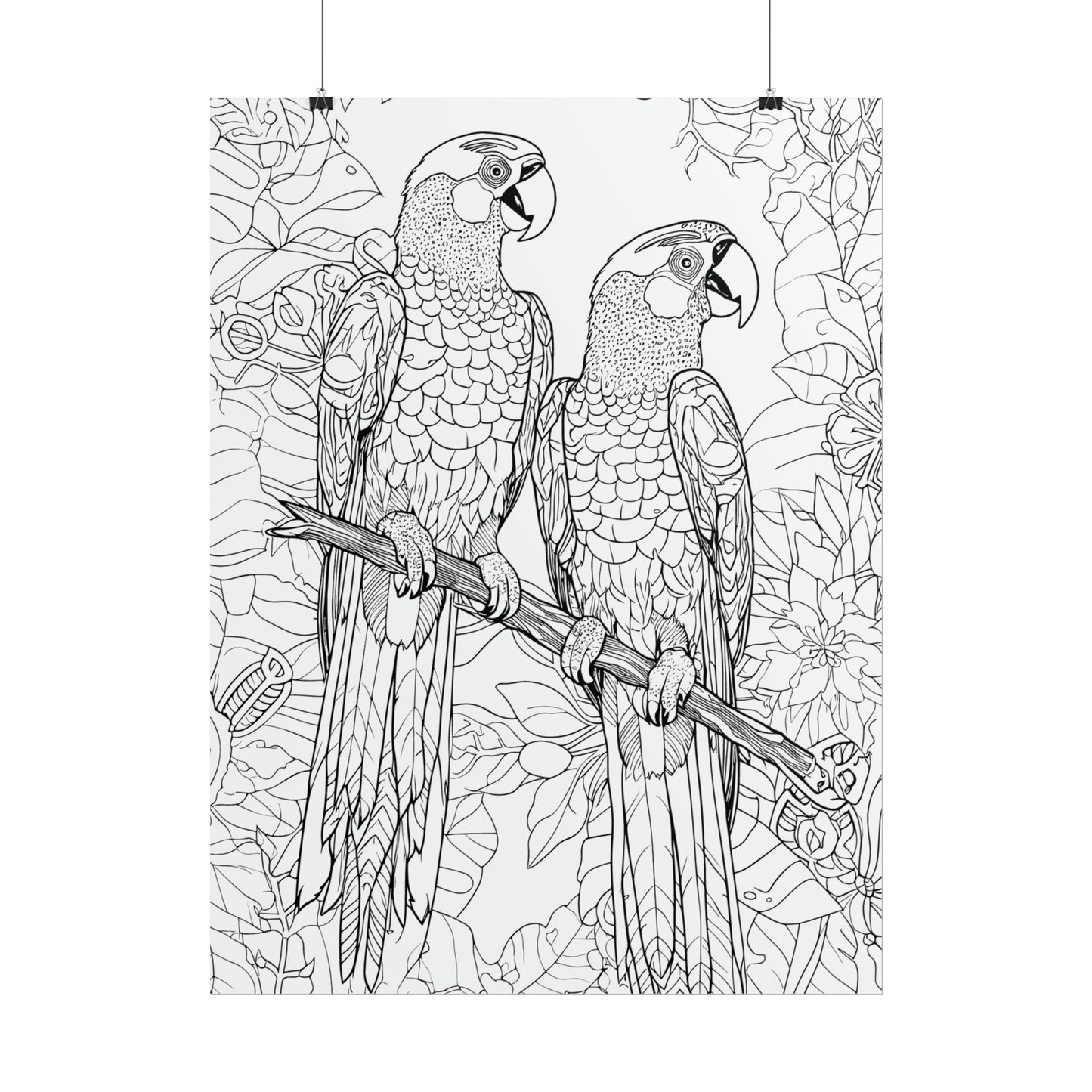 Macaw Parrots Exotic Bird Coloring Art Posters