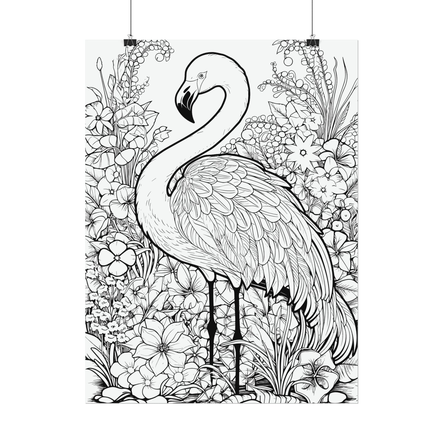 Flamingo Exotic Bird Coloring Art Posters