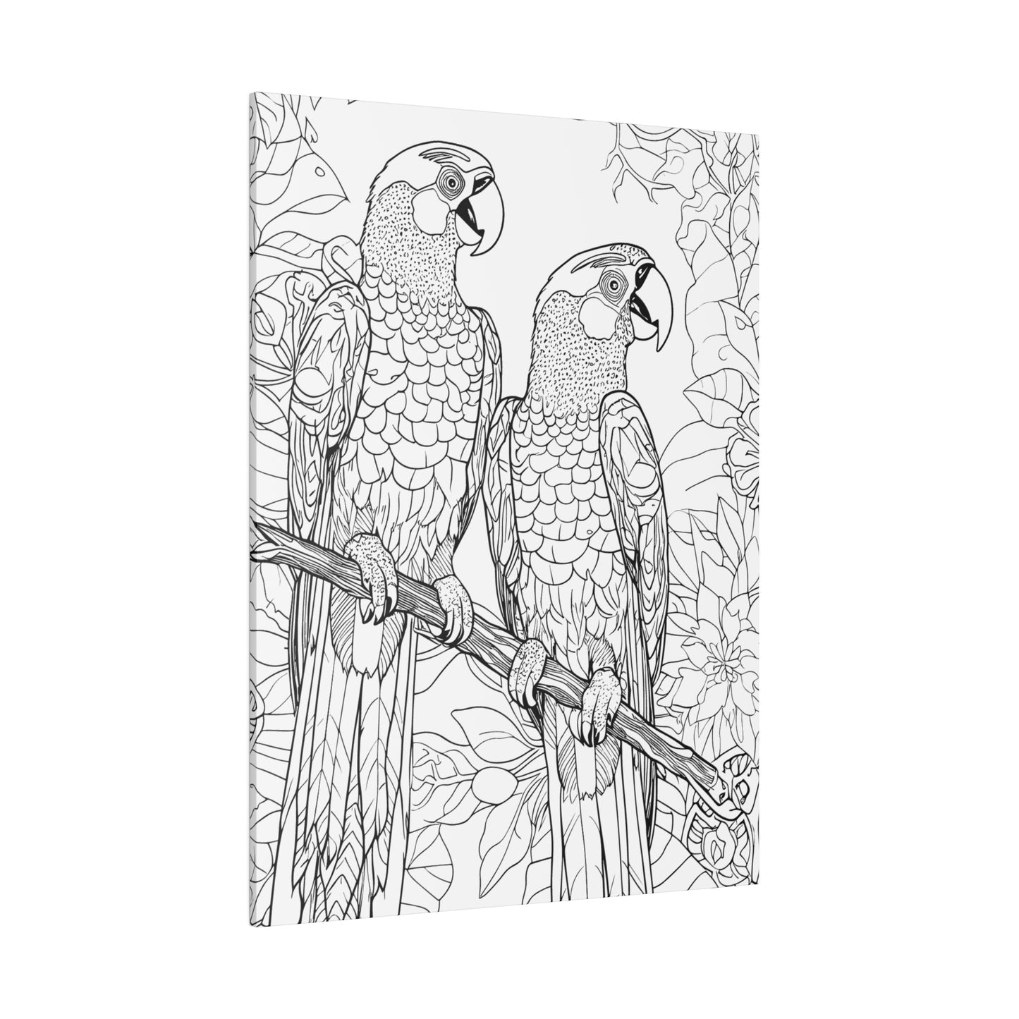 Macaw Parrots Coloring Canvas, Stretched, 0.75"