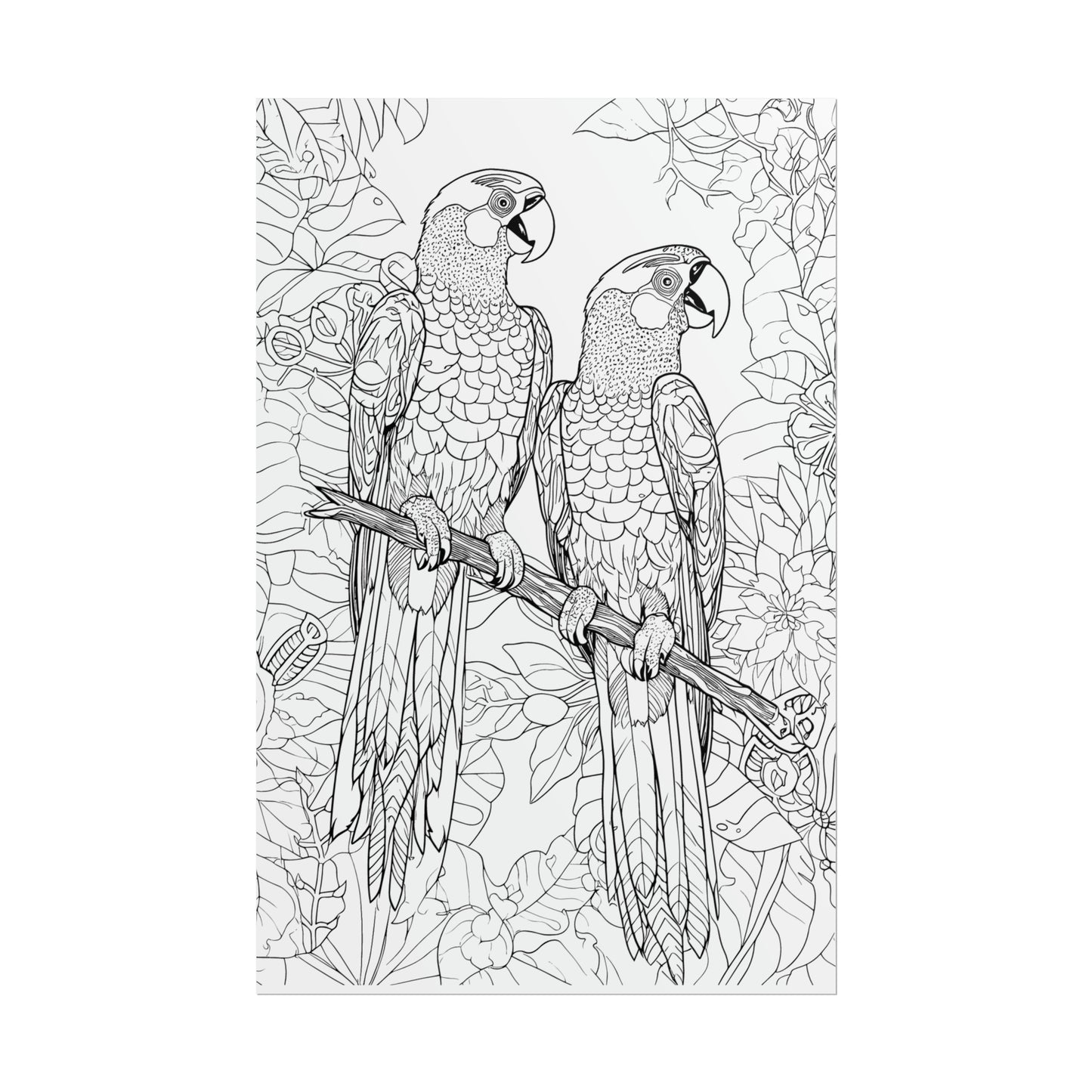 Macaw Parrots Exotic Bird Coloring Art Posters