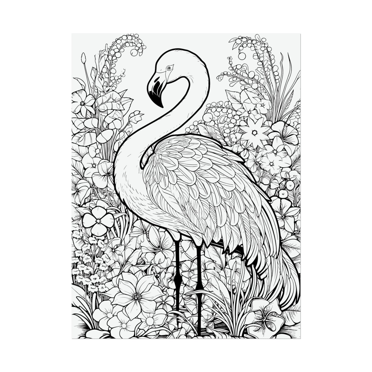 Flamingo Exotic Bird Coloring Art Posters