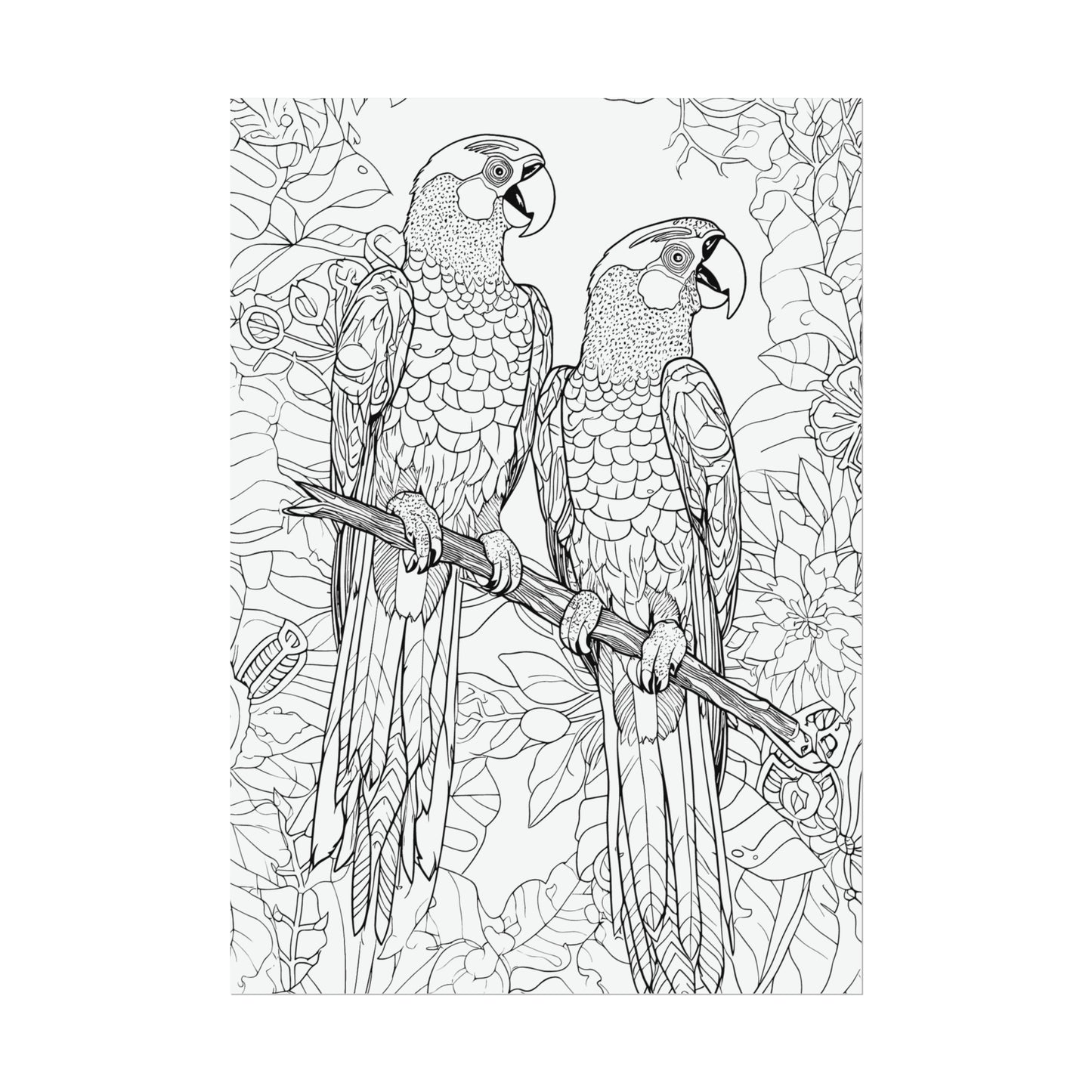 Macaw Parrots Exotic Bird Coloring Art Posters