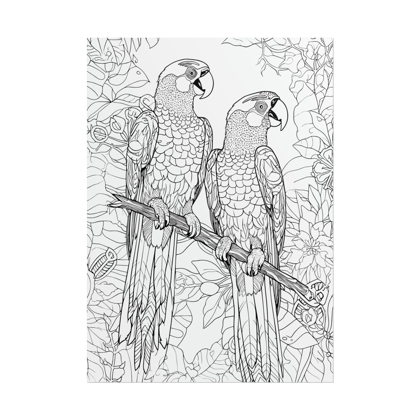 Macaw Parrots Exotic Bird Coloring Art Posters