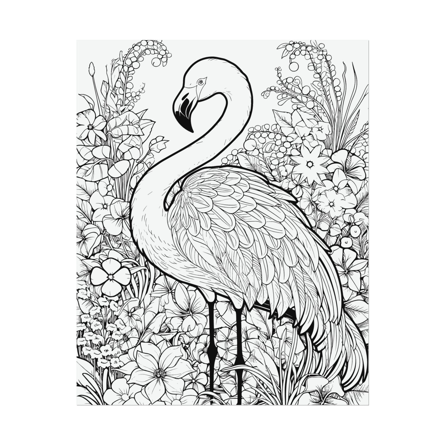 Flamingo Exotic Bird Coloring Art Posters