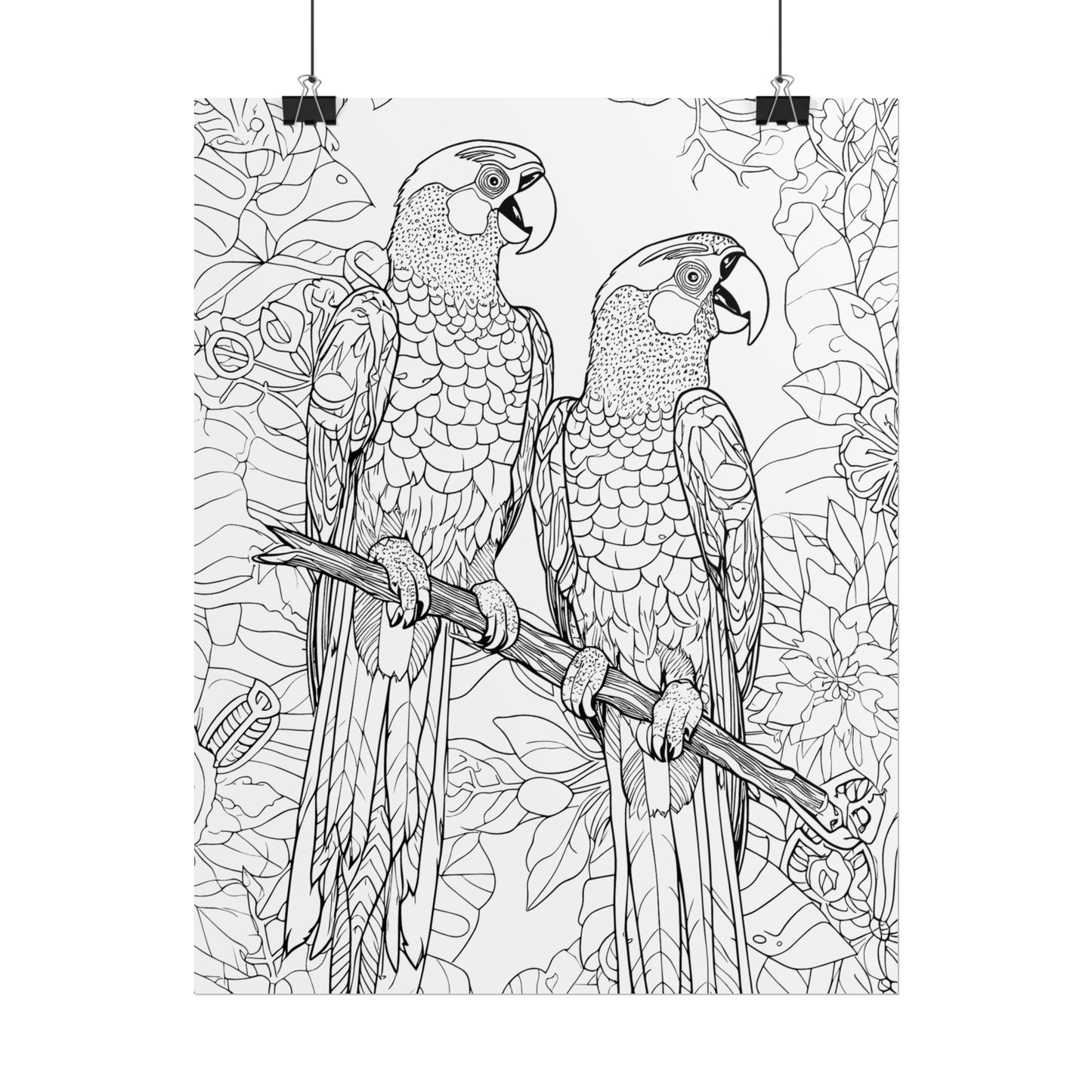 Macaw Parrots Exotic Bird Coloring Art Posters