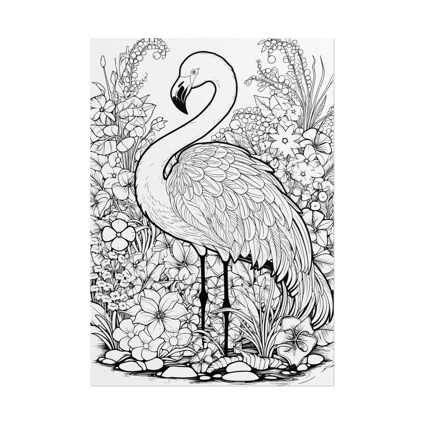 Flamingo Exotic Bird Coloring Art Posters