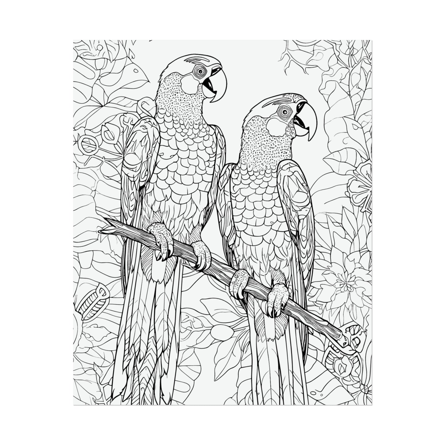 Macaw Parrots Exotic Bird Coloring Art Posters