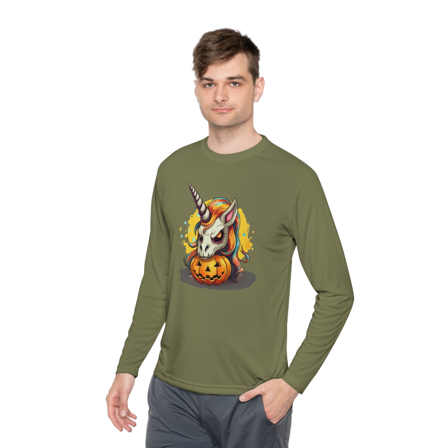 Halloween Scary Unicorn Unisex Lightweight Long Sleeve Tee