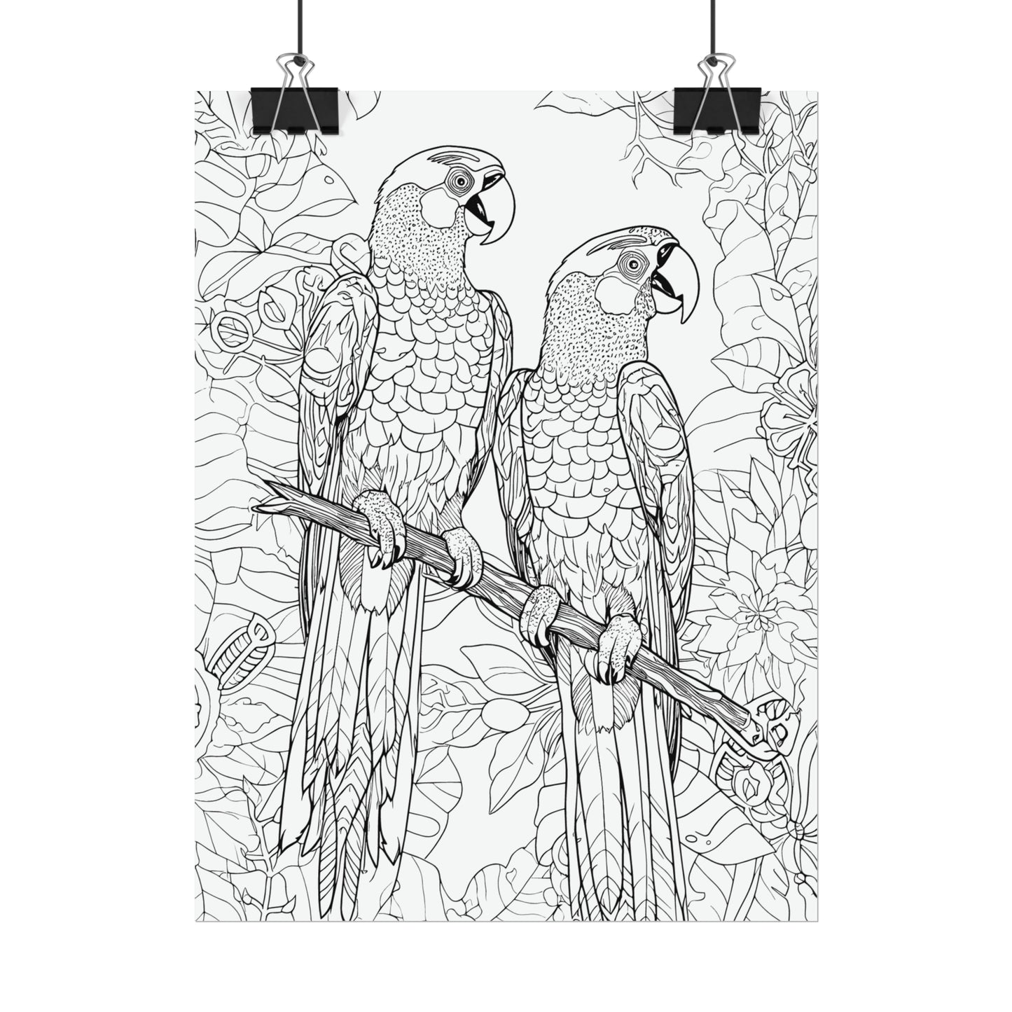 Macaw Parrots Exotic Bird Coloring Art Posters