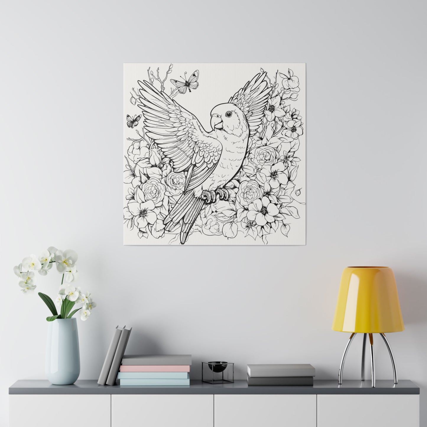 Parakeet Coloring Canvas, Stretched, 0.75"