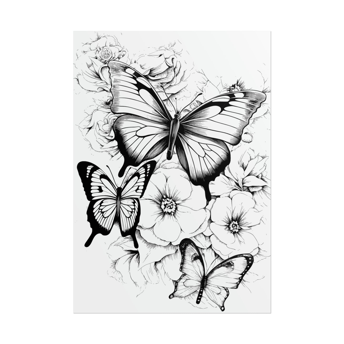 Butterfly Coloring Art Posters