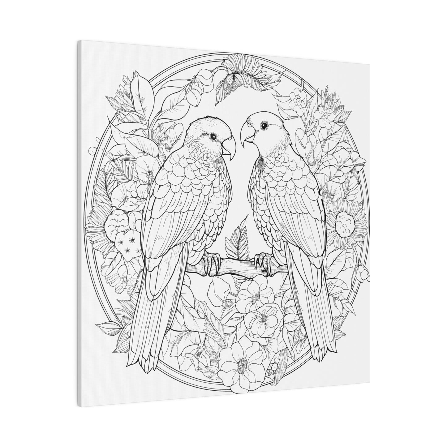 Lovebirds Coloring Canvas, Stretched, 0.75"