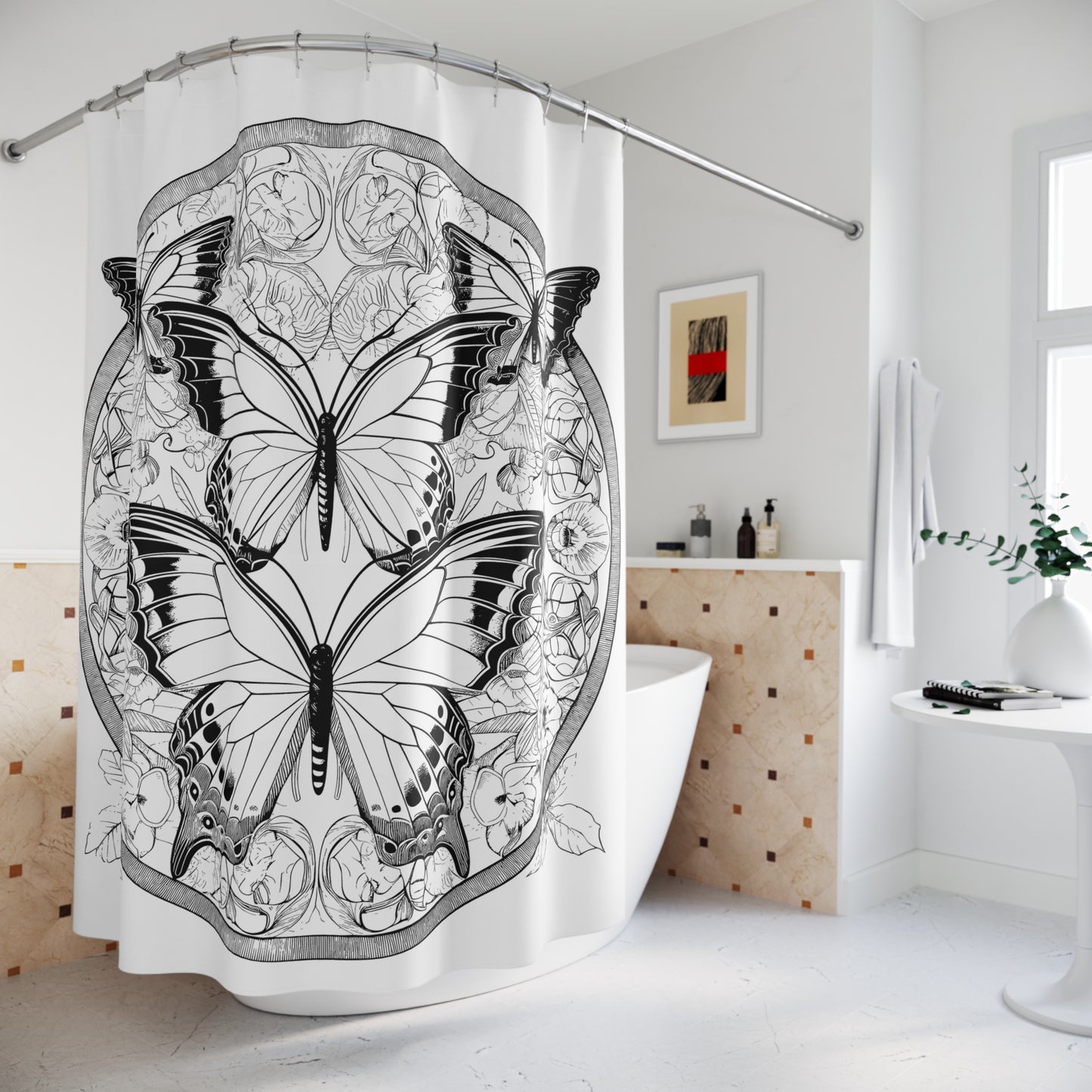 Butterfly Pen & Ink Art Shower Curtain