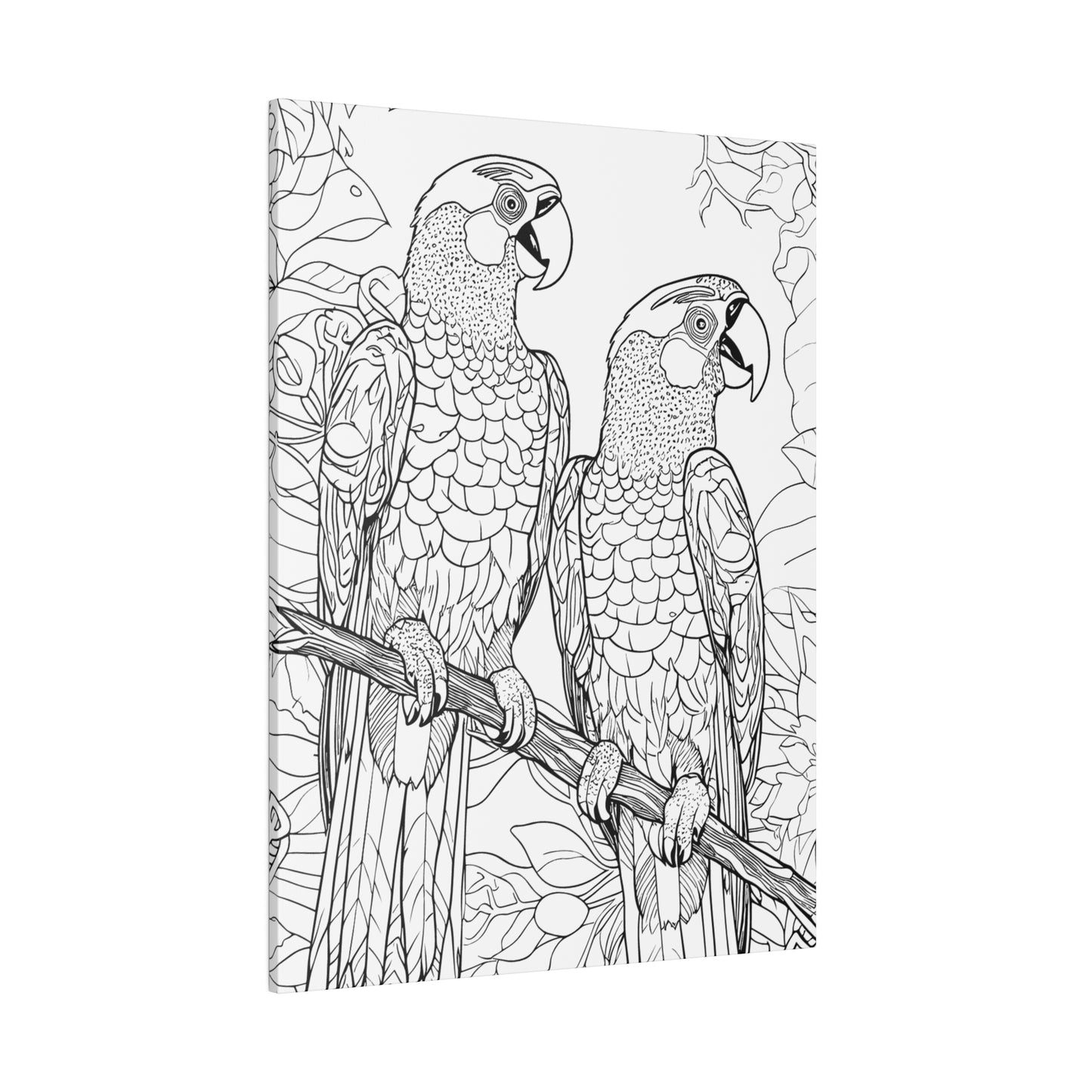 Macaw Parrots Coloring Canvas, Stretched, 0.75"