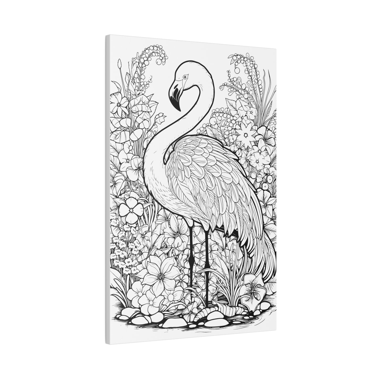 Copy of Flamingo Coloring Canvas, Stretched, 0.75"