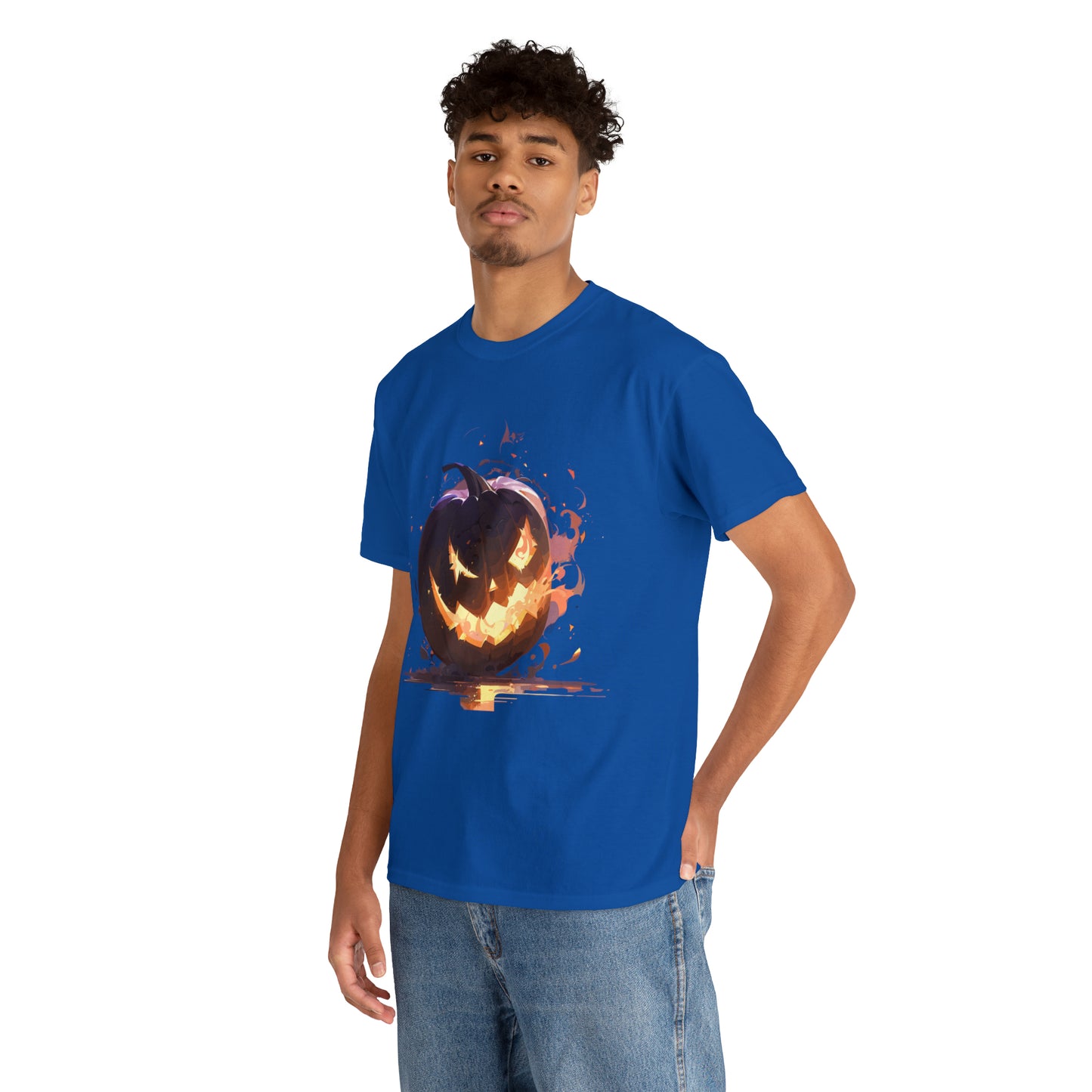 Halloween Scary Pumpkin Unisex Heavy Cotton Tee