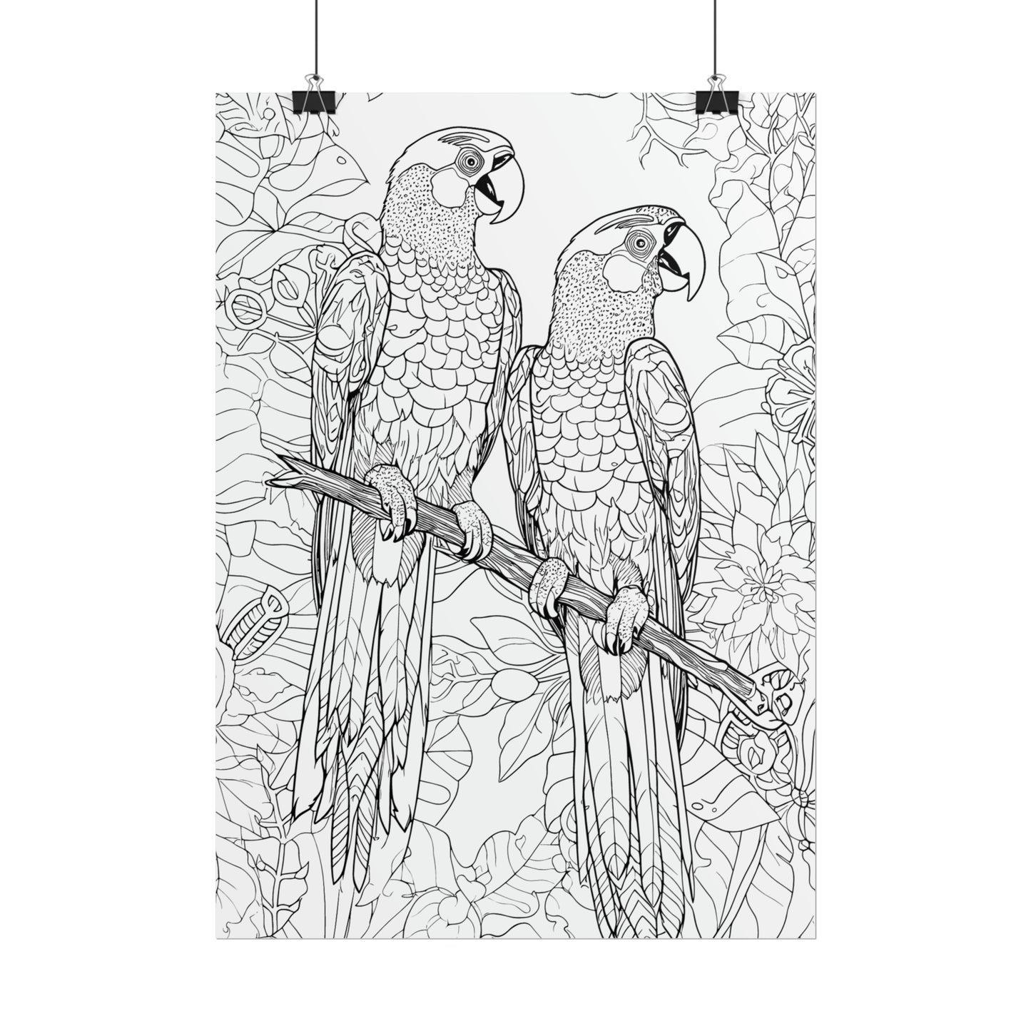 Macaw Parrots Exotic Bird Coloring Art Posters