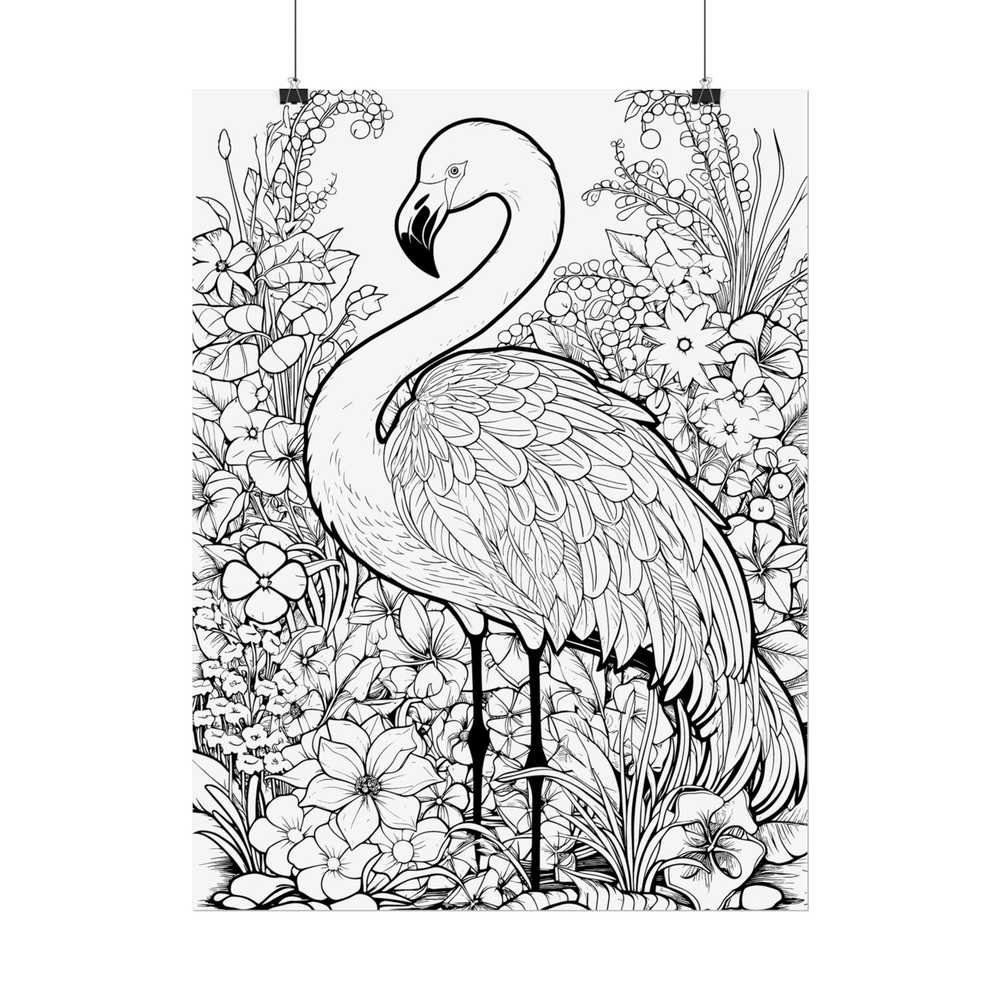 Flamingo Exotic Bird Coloring Art Posters