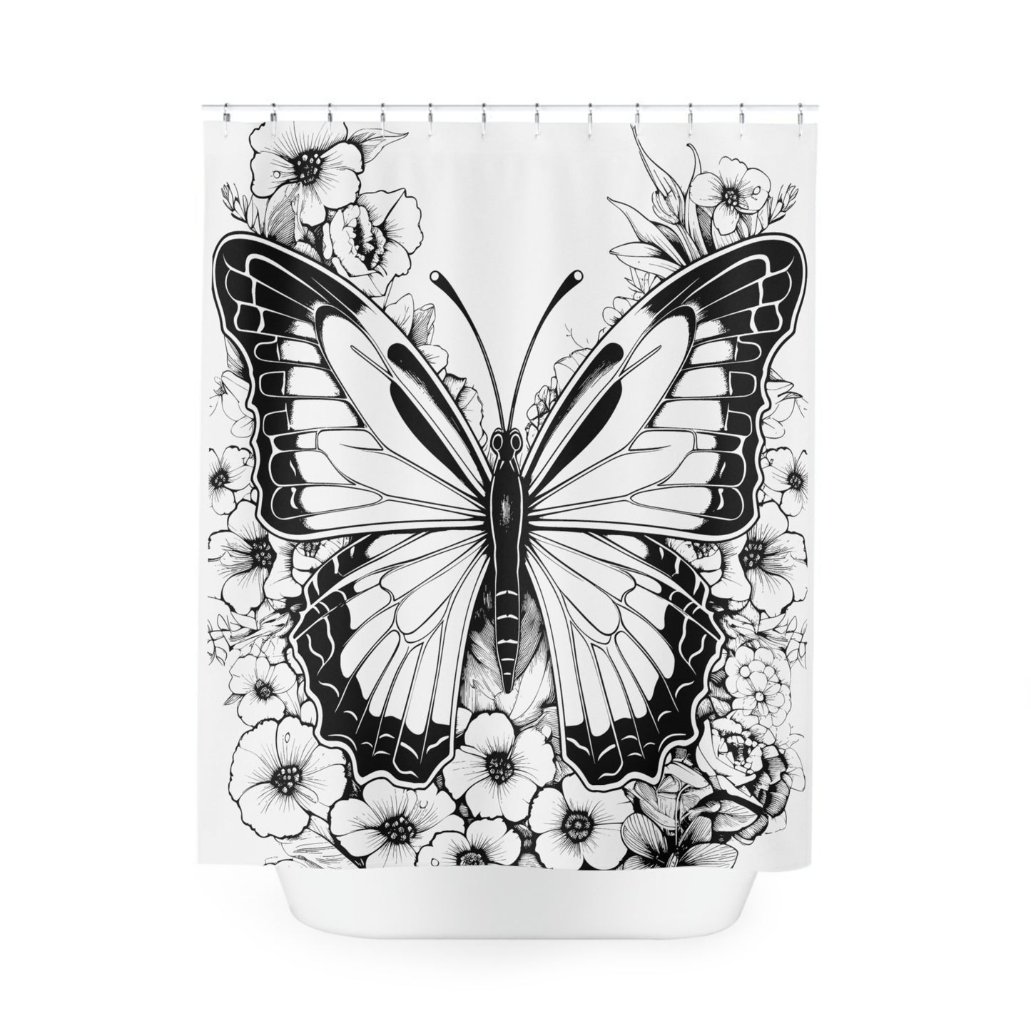 Butterfly Pen & Ink Art Shower Curtain