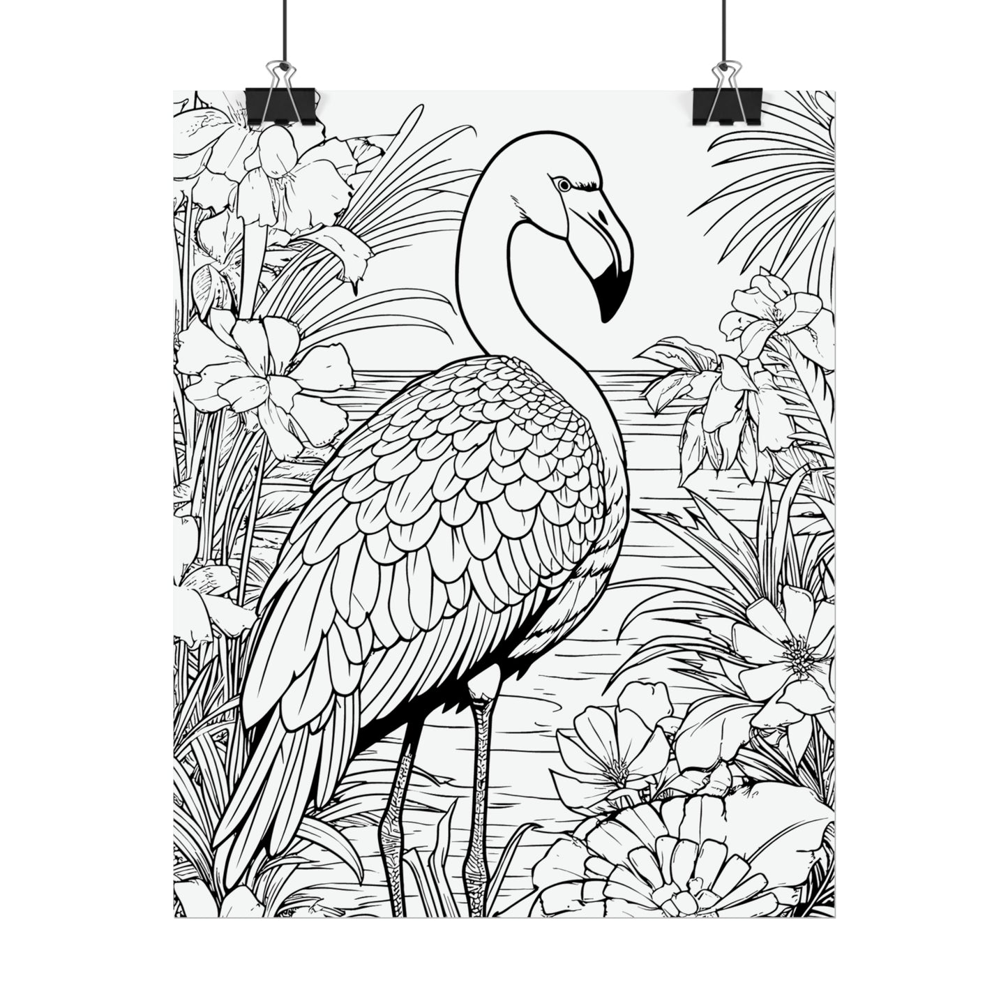 Flamingo Exotic Bird Coloring Art Posters