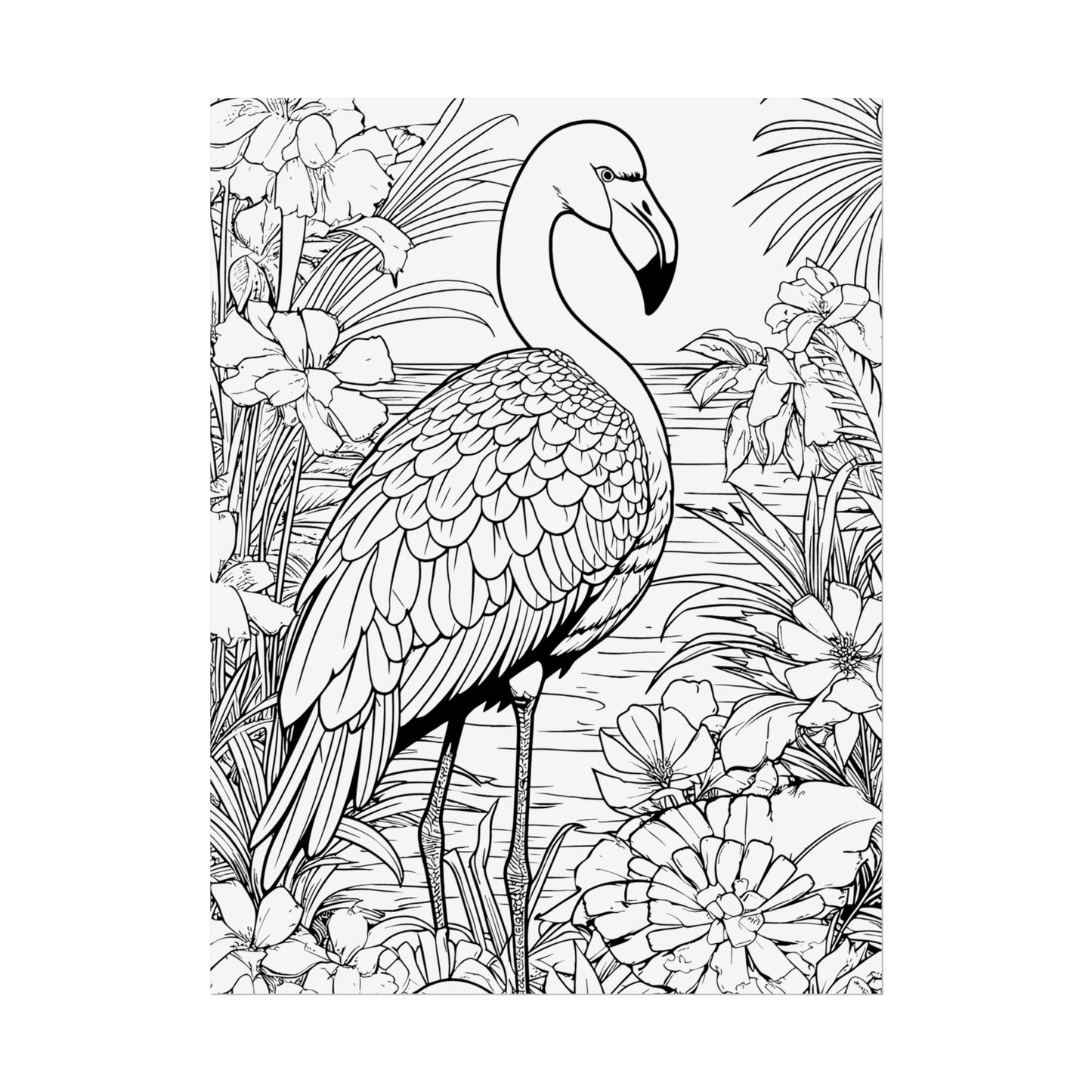 Flamingo Exotic Bird Coloring Art Posters