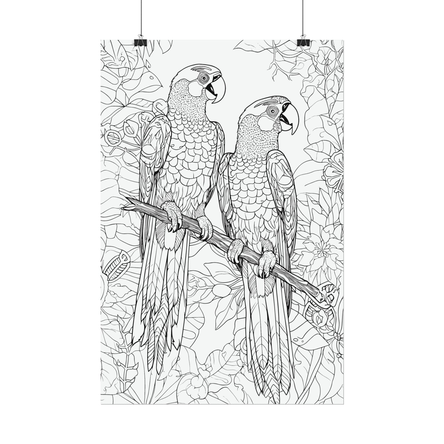 Macaw Parrots Exotic Bird Coloring Art Posters