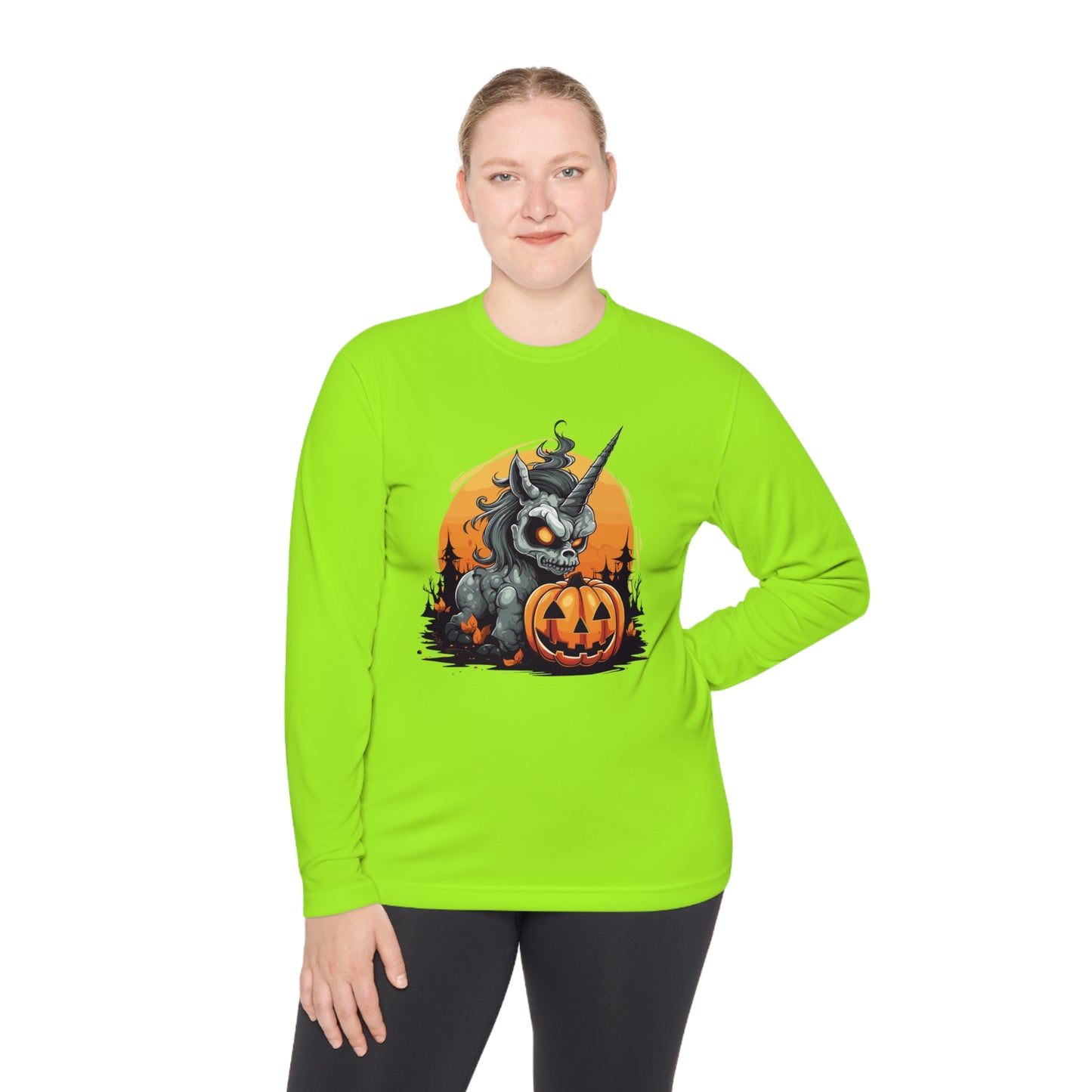 Halloween Scary Unicorn Unisex Lightweight Long Sleeve Tee