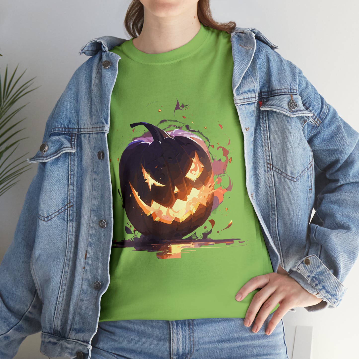 Halloween Scary Pumpkin Unisex Heavy Cotton Tee