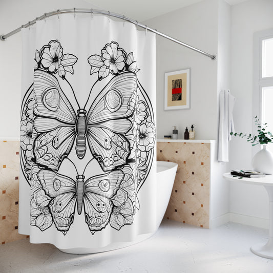 Butterfly Pen & Ink Art Shower Curtain