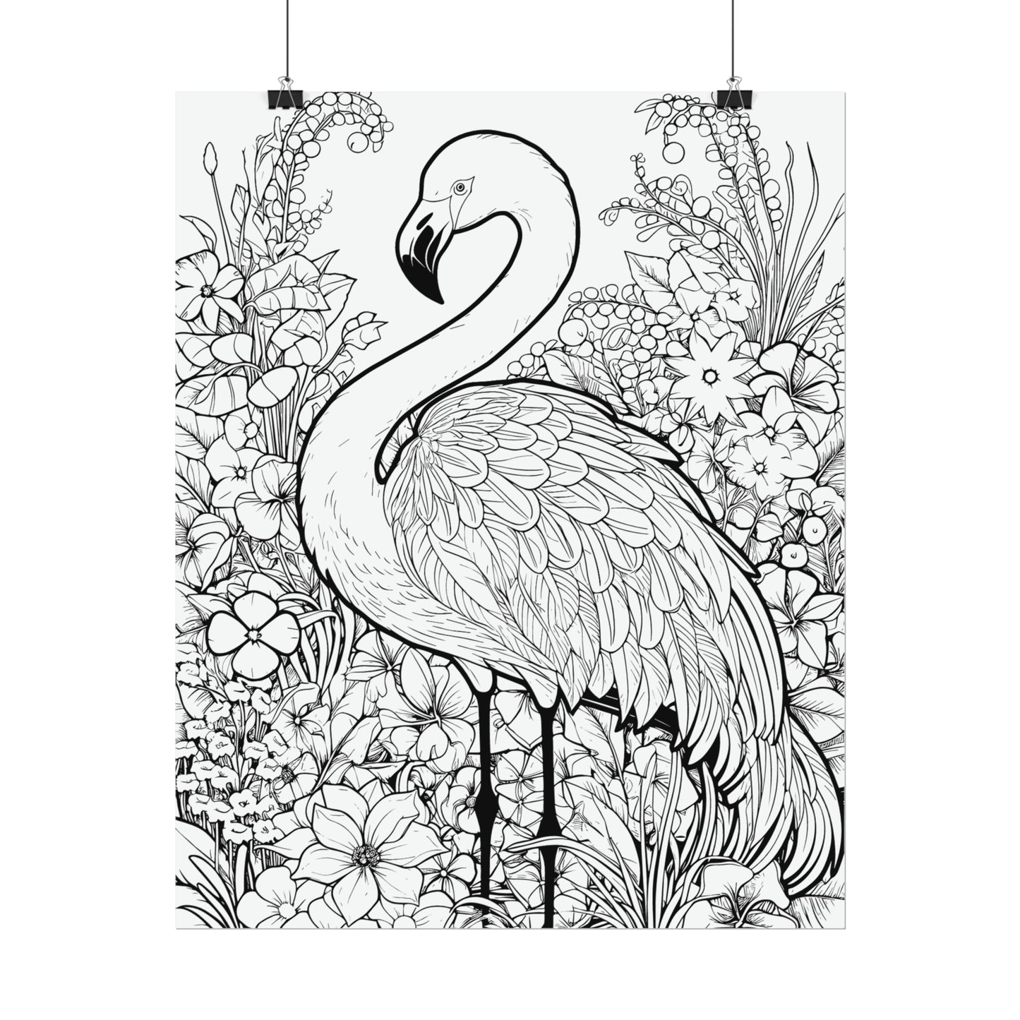 Flamingo Exotic Bird Coloring Art Posters